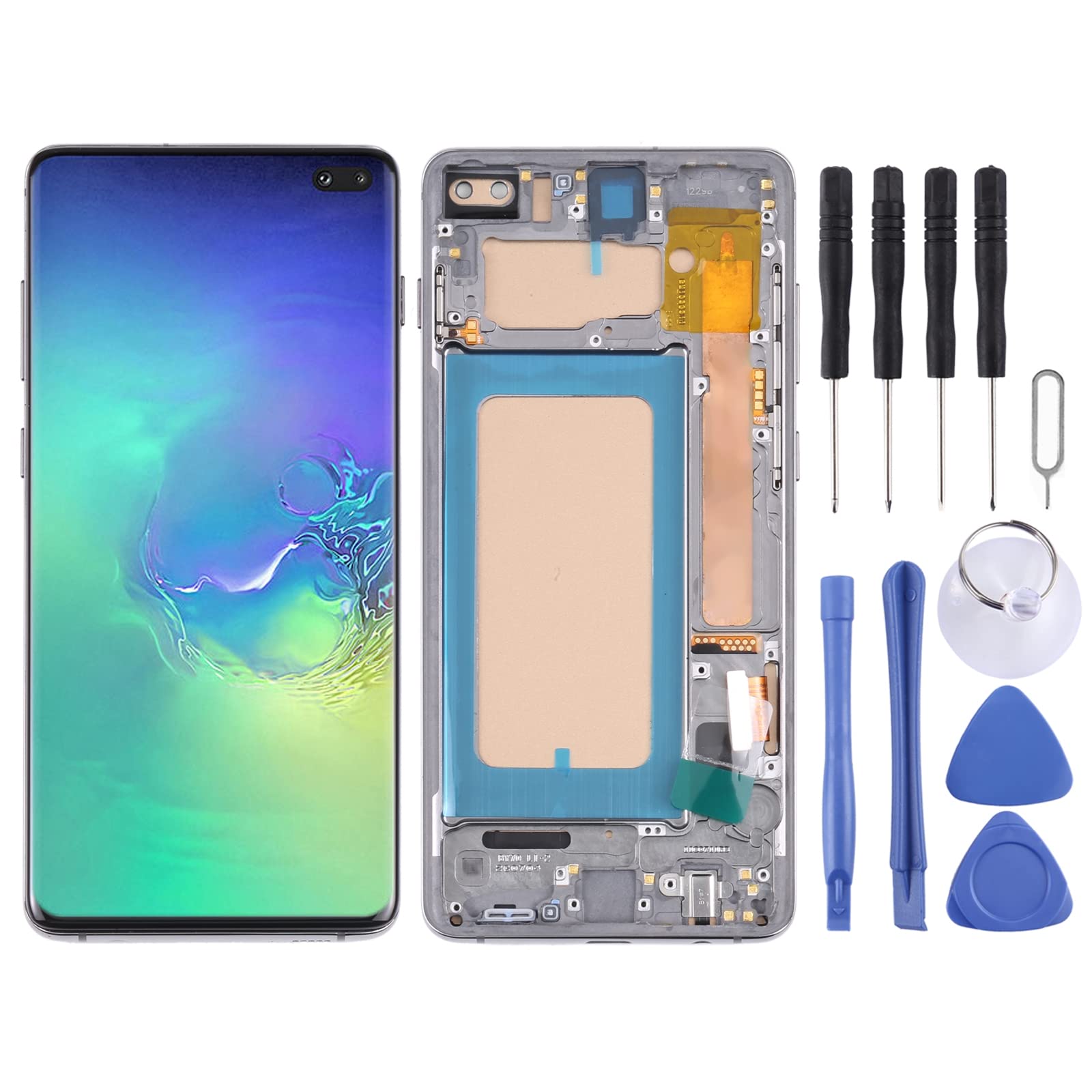 Original Samsung Galaxy S10+ SM-G975 LCD Screen Replacement - TFT Display Digitizer Full Assembly with Frame (No Fingerprint Support) | DIY Phone Repair Parts for Cracked/Damaged Screens | Perfect for Home, Office & Travel Use