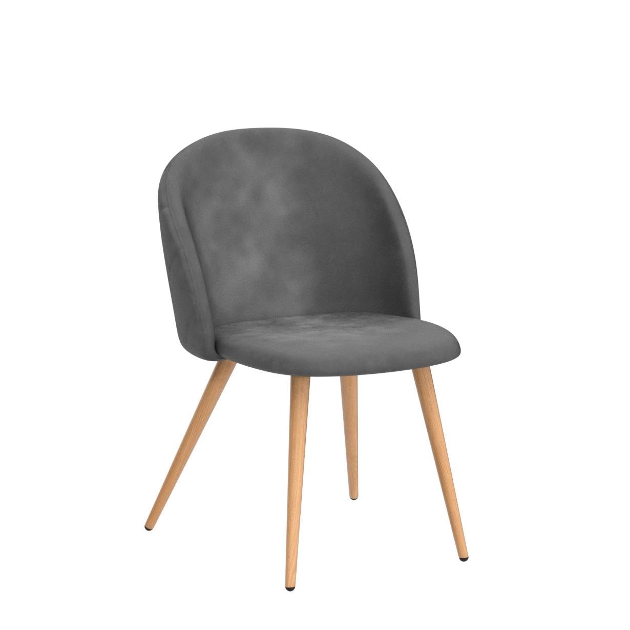 FurnitureR Velvet Dining Chairs Set of 2 - Modern Mid Century Kitchen & Living Room Accent Chairs with Metal Legs, Grey - Perfect for Dining Rooms, Breakfast Nooks & Home Decor (2PCS)