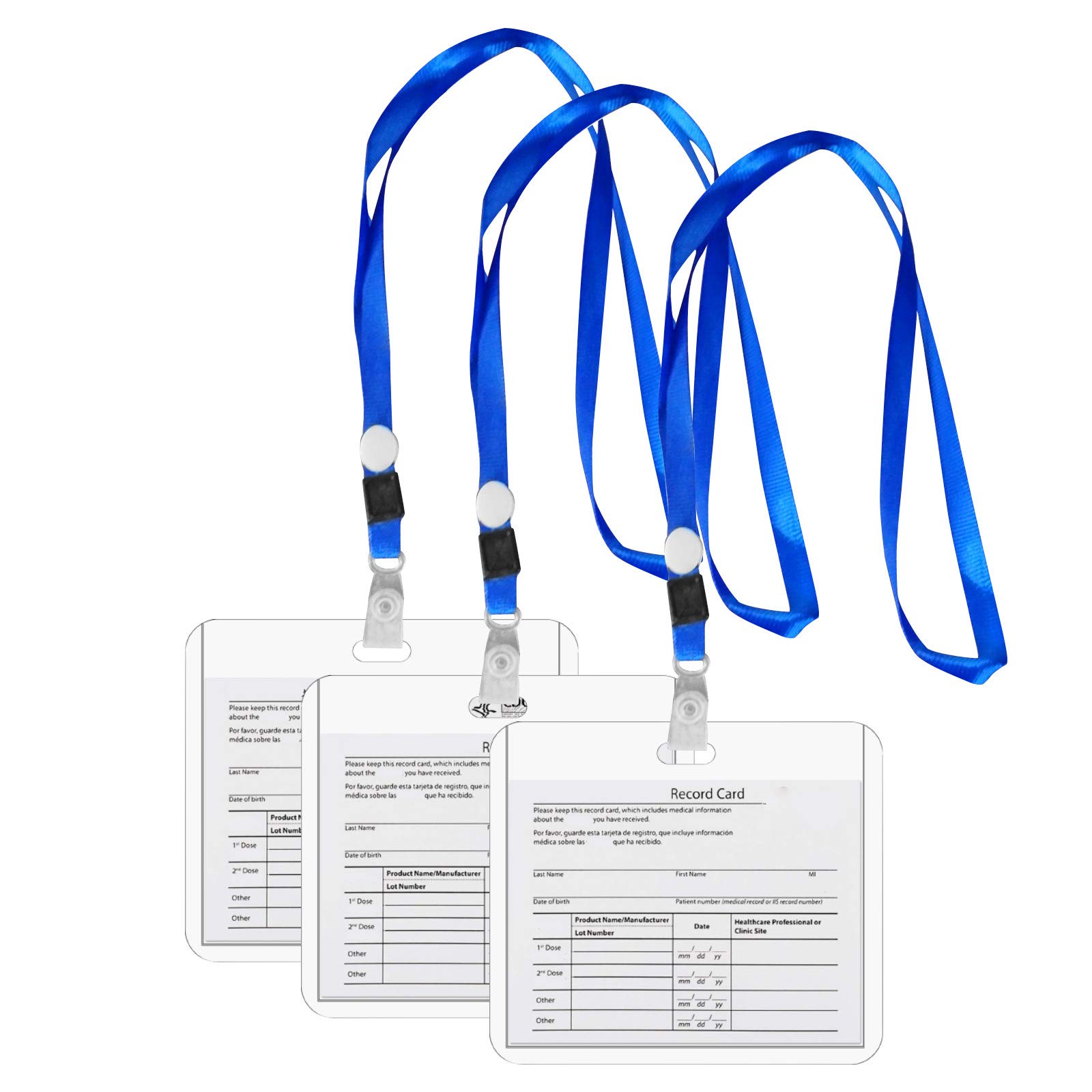 3 Pack CDC Vaccine Card Protector - Waterproof 4x3 in Holder with Lanyard for Travel & Events