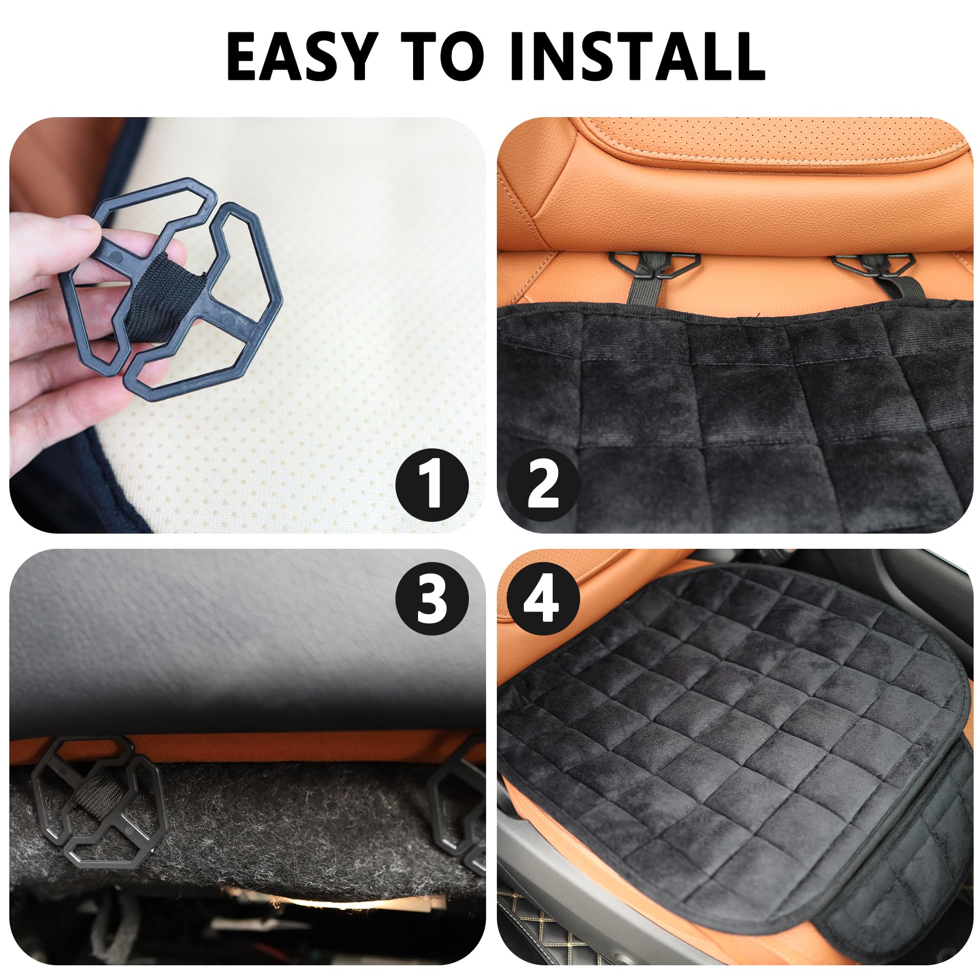2PCS Premium Memory Foam Car Seat Cushions - Soft Plush Winter Car Seat Covers with Storage Pocket for Comfortable Driving - Universal Fit for Most Vehicles - Gray (Perfect for Long Commutes & Road Trips)