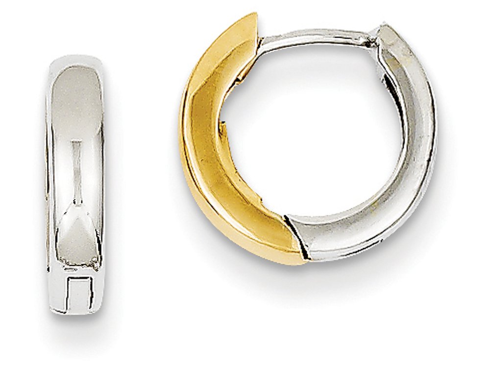 FJC Finejewelers 14K Two-Tone Gold 2.5mm Small Hoop Earrings for Women - Classic Dainty Everyday Studs for Work, Date Night & Gift Giving