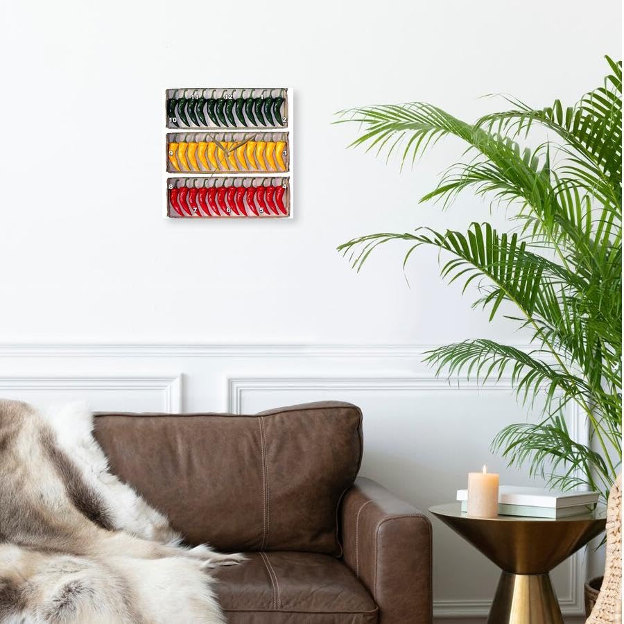 3DRose 10x10 Inch Chili Pepper Wall Clock - Unique Kitchen Decor for Home, Office, or Restaurant - Perfect Spicy Theme Gift for Cooking Enthusiasts