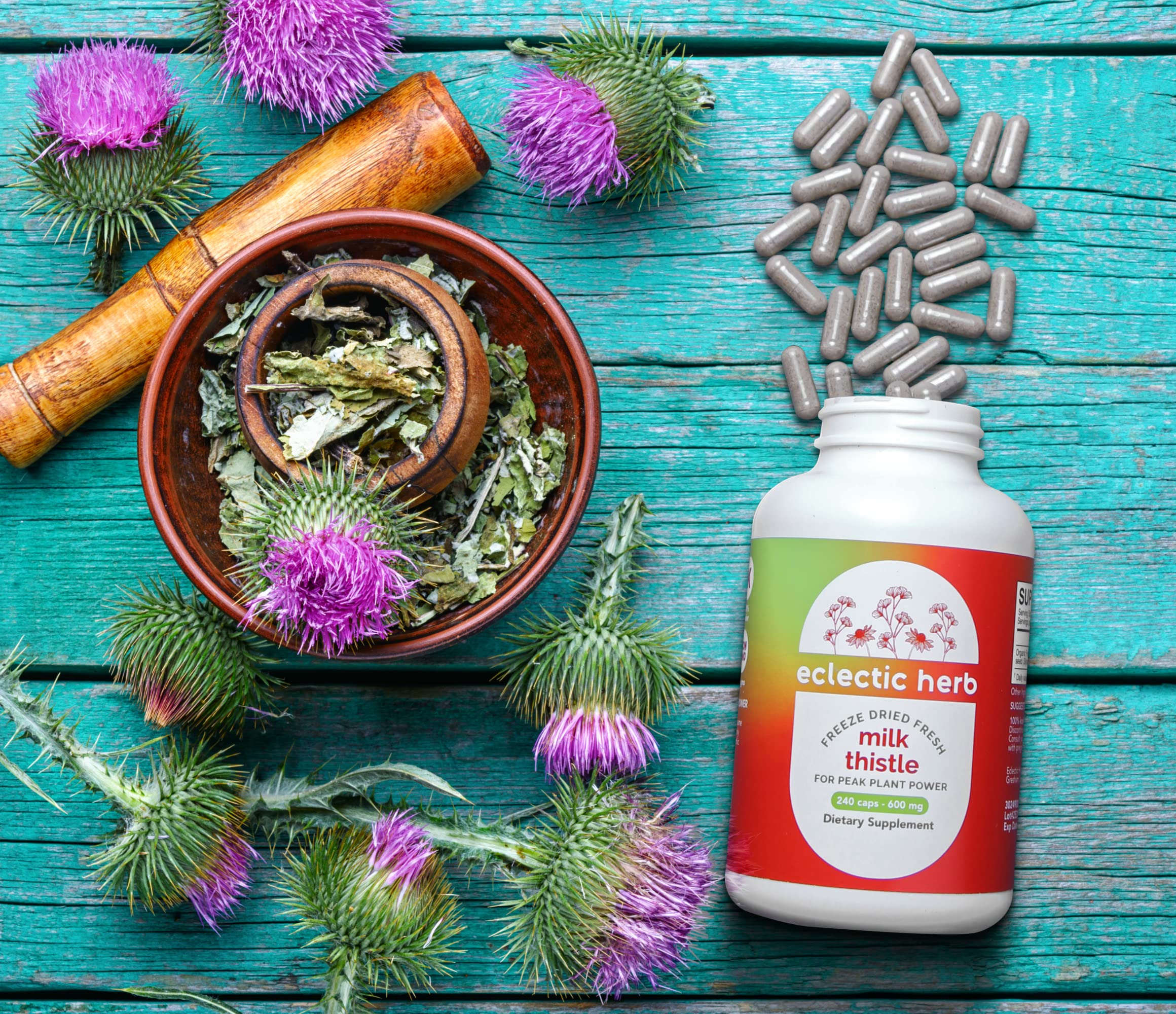 Organic Freeze-Dried Milk Thistle Capsules 240ct - Non-GMO Liver Support Supplement with Silymarin for Detox & Cleansing | Natural Herbal Remedy for Liver Health, Digestion & Wellness | Perfect for Daily Detox Routine & Post-Holiday Recovery
