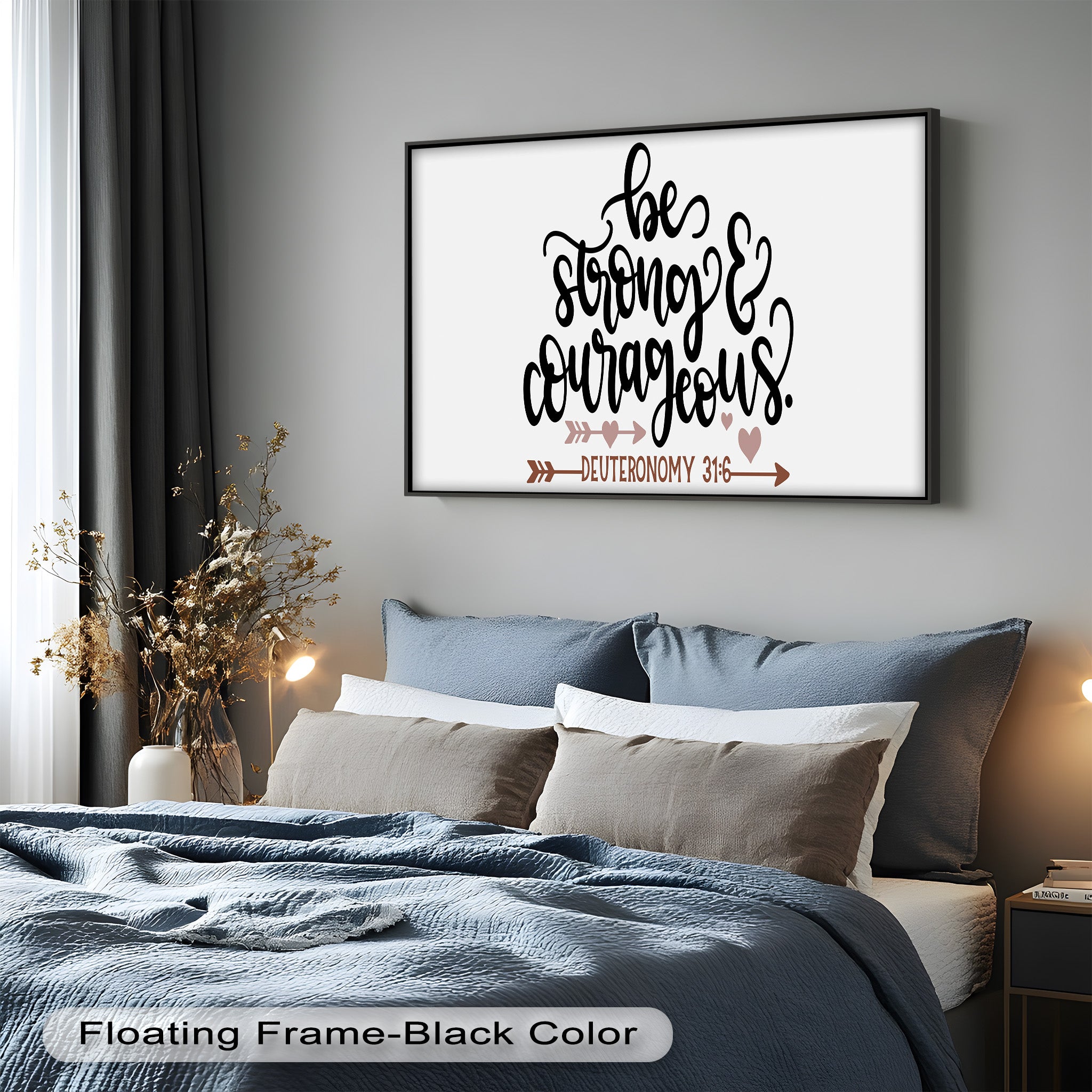 Be Strong & Courageous - Deuteronomy 31:6 Bible Verse Oil Painting - Inspirational Christian Wall Art for Home, Church & Office Decor
