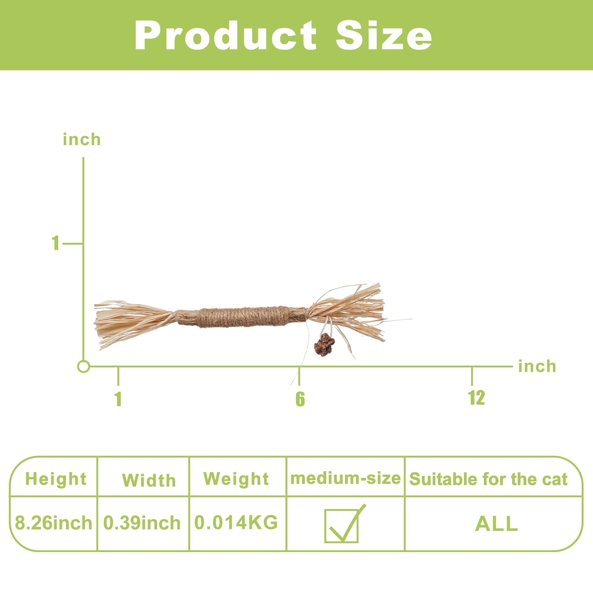 PAZ'S GIFT Natural Catnip & Silvervine Cat Toys - 2 Pack Raffia Chew Sticks for Teeth Cleaning, Interactive Kitten Teething Toy, Dental Care & Play for Indoor Cats - Perfect for Playtime & Stress Relief