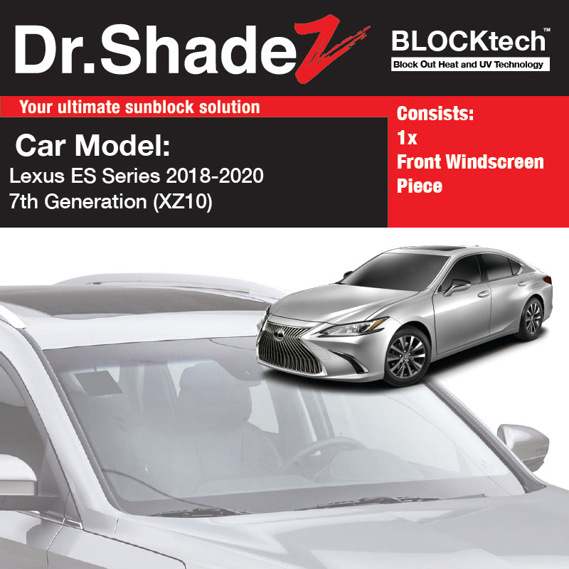 Dr Shadez BLOCKtech Premium Foldable Sunshade for Lexus ES 2018-2023 (7th Gen XZ10) - UV Protection & Heat Reduction Windshield Cover | Perfect for Summer Parking & Road Trips
