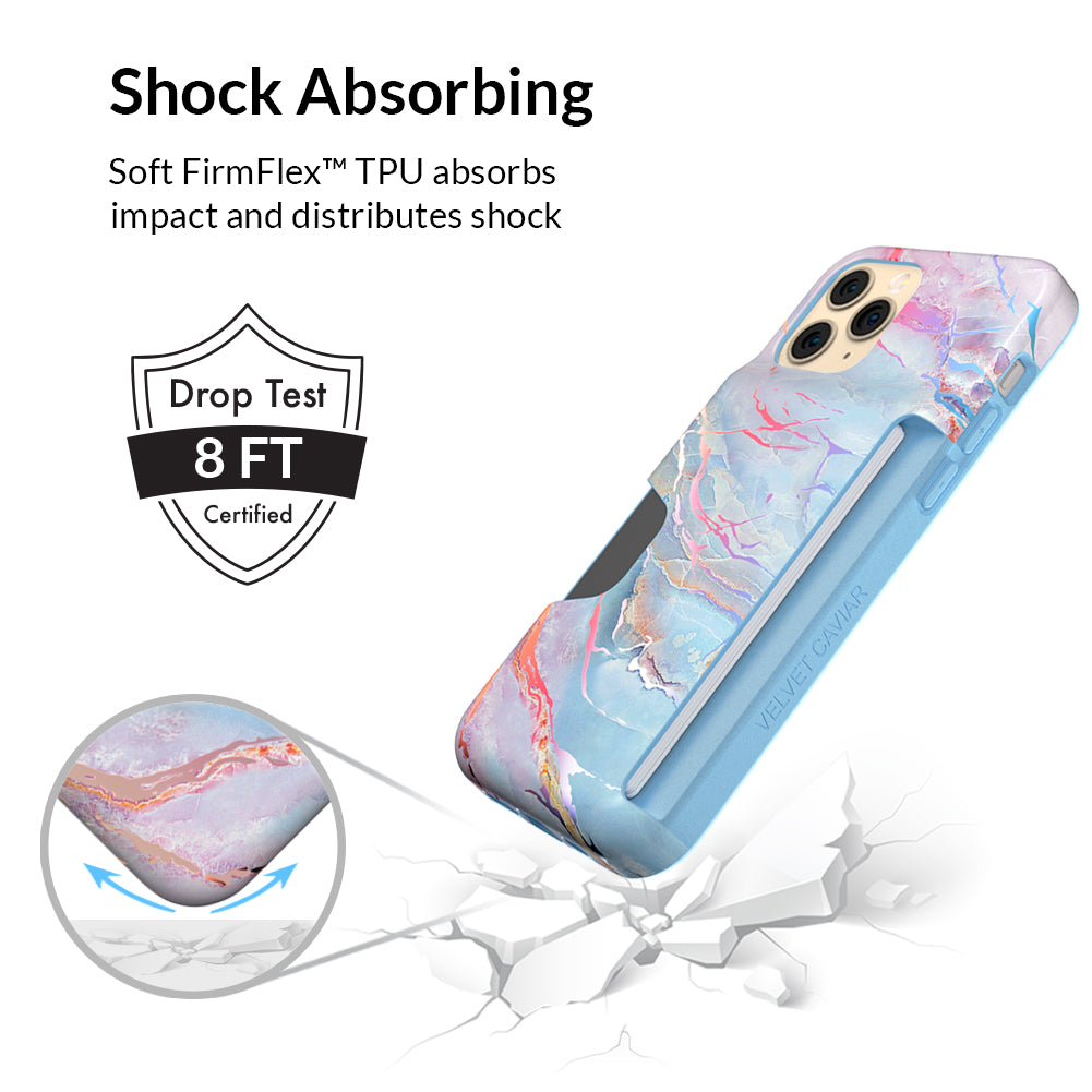 Holo Moonstone iPhone Wallet Case - Slim Protective Phone Cover with Card Holder for iPhone 13/14/15 - Perfect for Travel, Shopping & Everyday Use