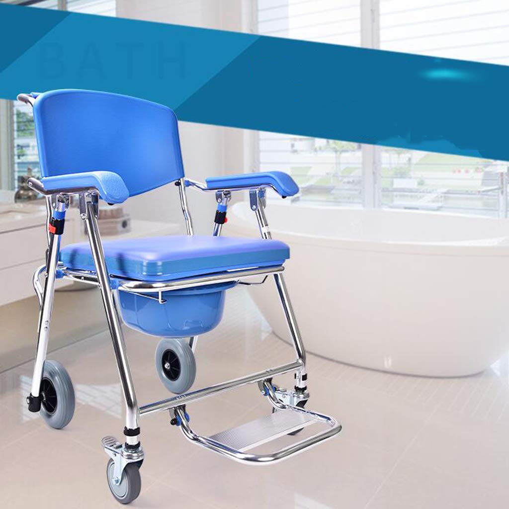 3 in 1 Wheelchair Over Toilet Commode with Padded Seat & Footrests - Folding Bedside Shower Chair for Elderly, Disabled & Pregnant Women - Portable Bath Stool & Handicap Walking Aid for Home & Hospital Use