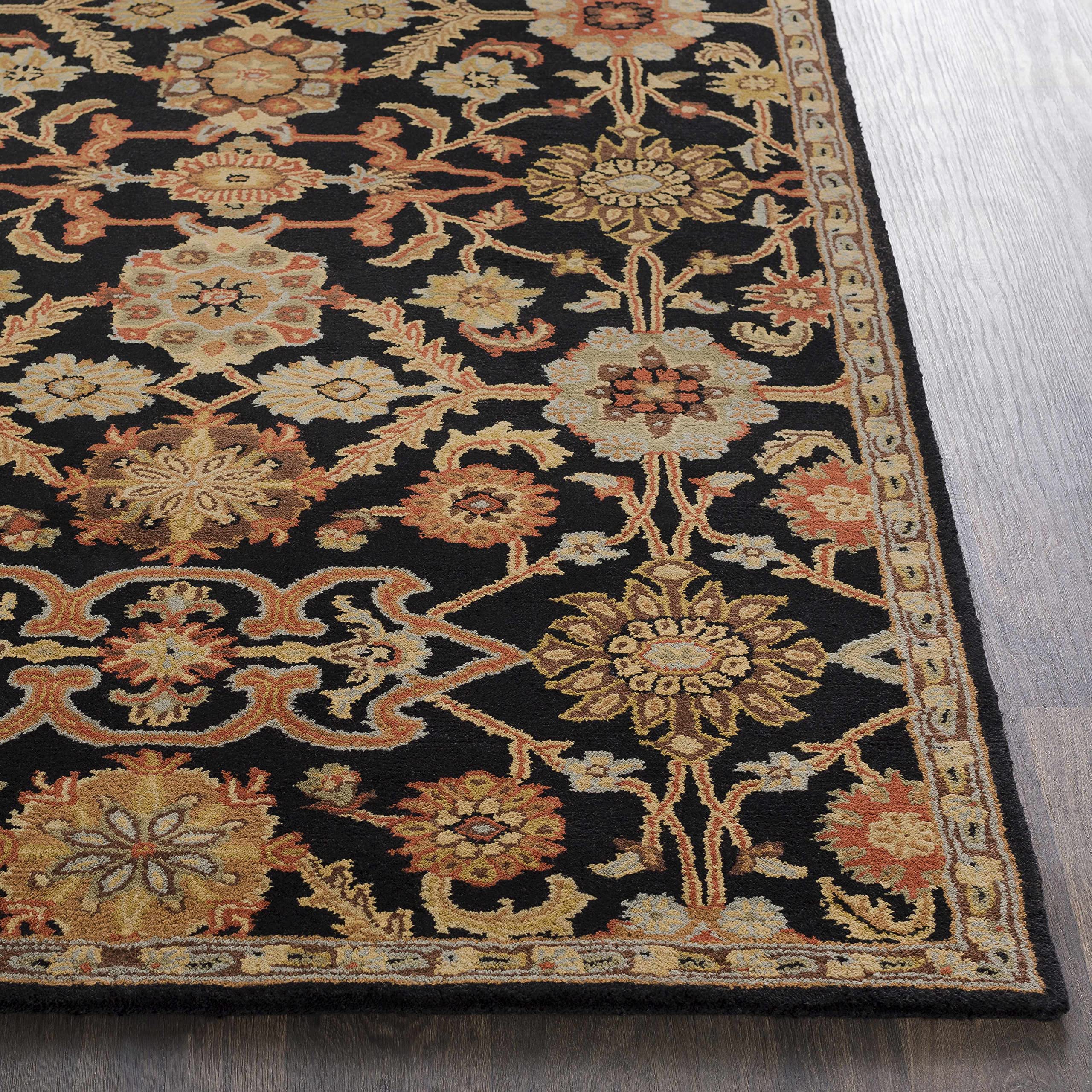 Salix Wool Area Rug 2' x 3' - Traditional Handwoven Black Brown Red Living Room Bedroom Rug - Soft Durable Floor Carpet for Home Decor, Cozy Comfort Underfoot