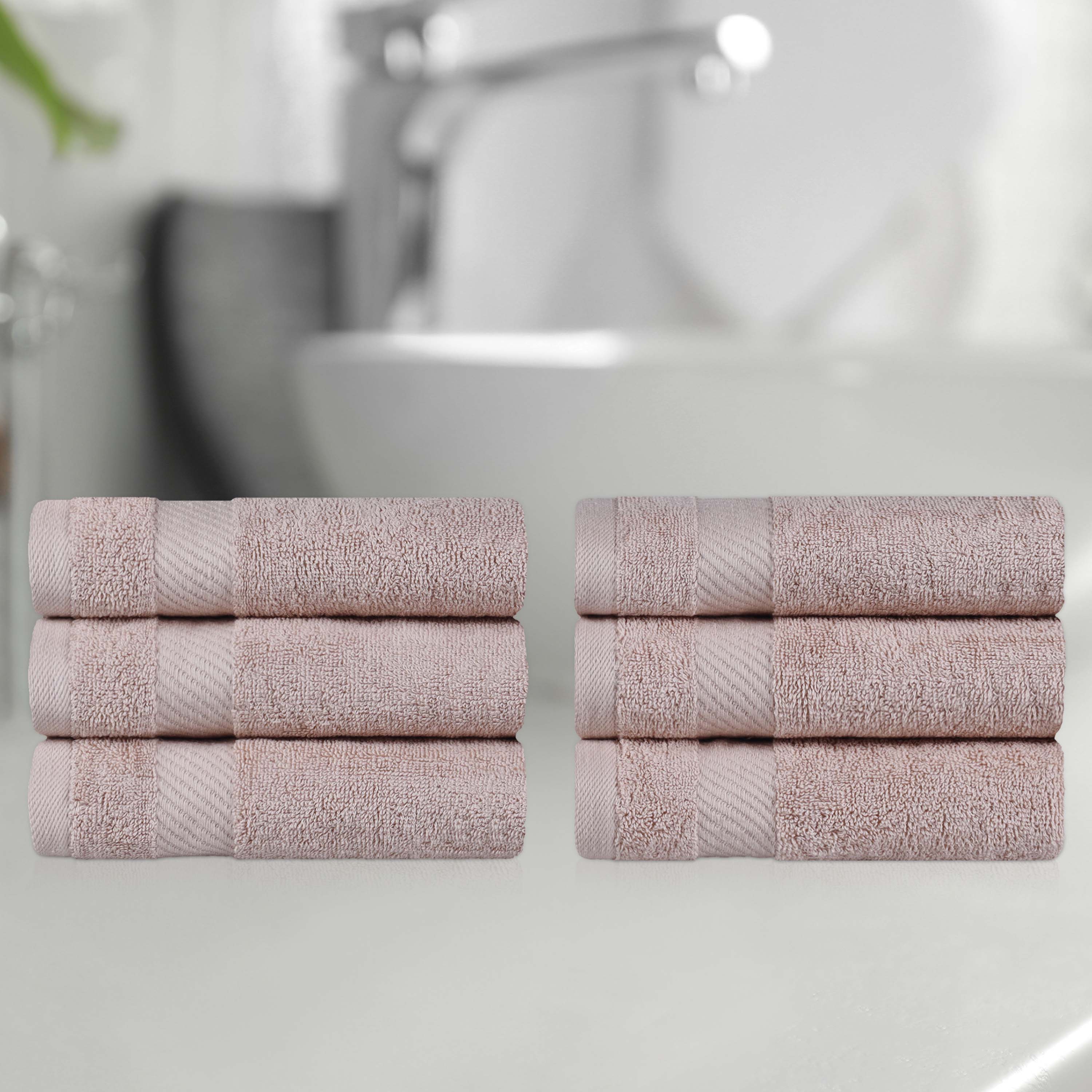 Premium 6-Piece Egyptian Cotton Hand Towel Set with Elegant Dobby Border - Soft & Absorbent for Bathroom, Kitchen, and Guest Use