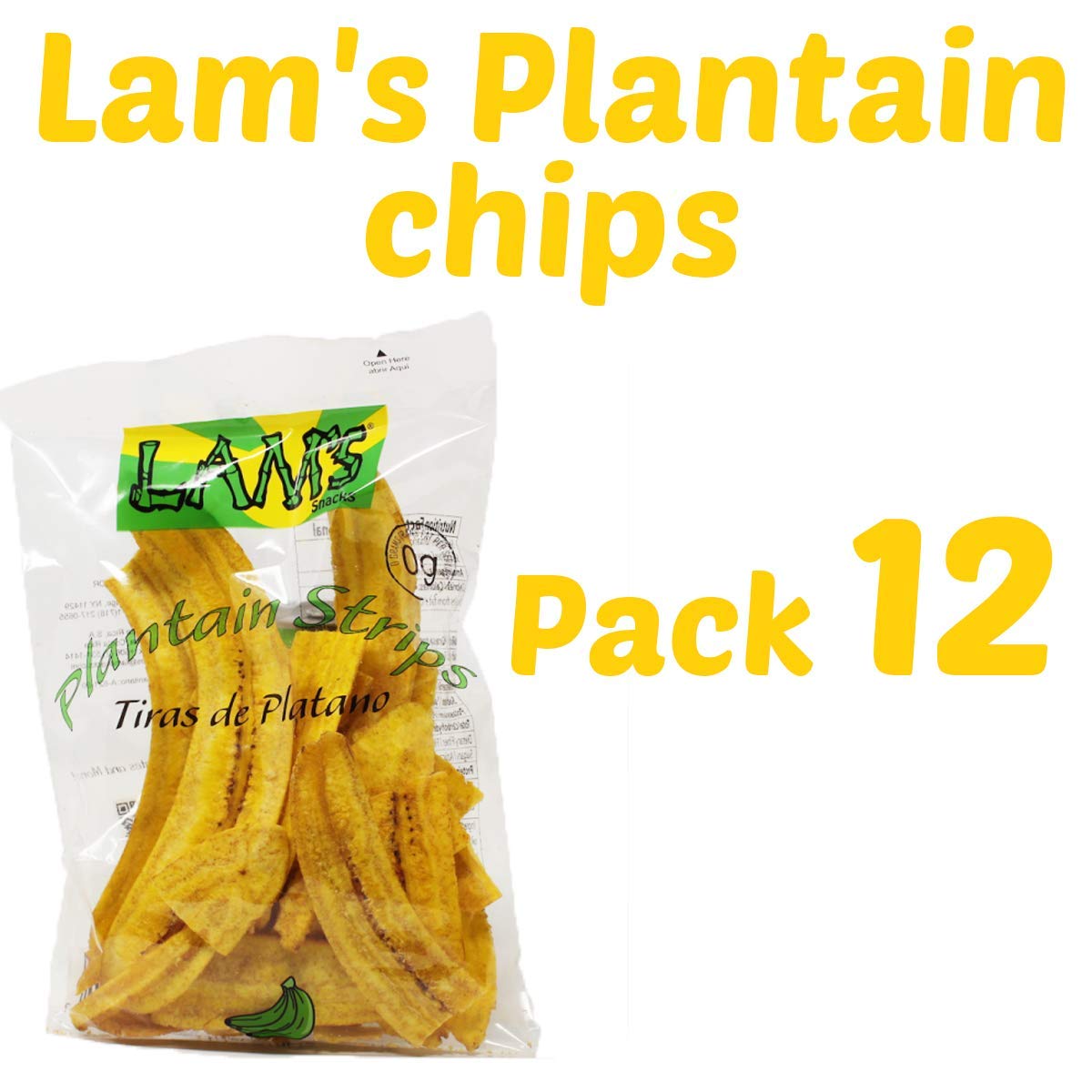 Lam's Plantain Strips - Crunchy Gluten-Free Banana Chips, 2.5oz (71g) Pack of 12 | Healthy Vegan Snacks | Natural Vegetable Chips for Kids, Office, Travel & Party Snacking