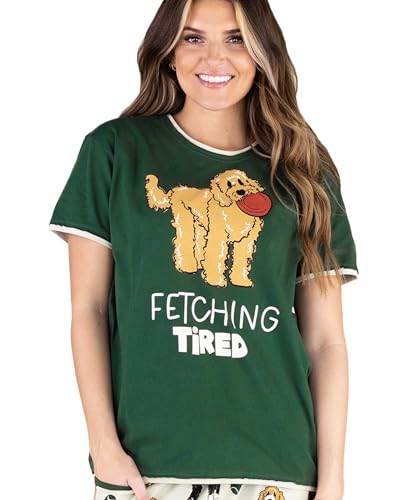 Fetching Tired Doodle Womens Pajama Shirt