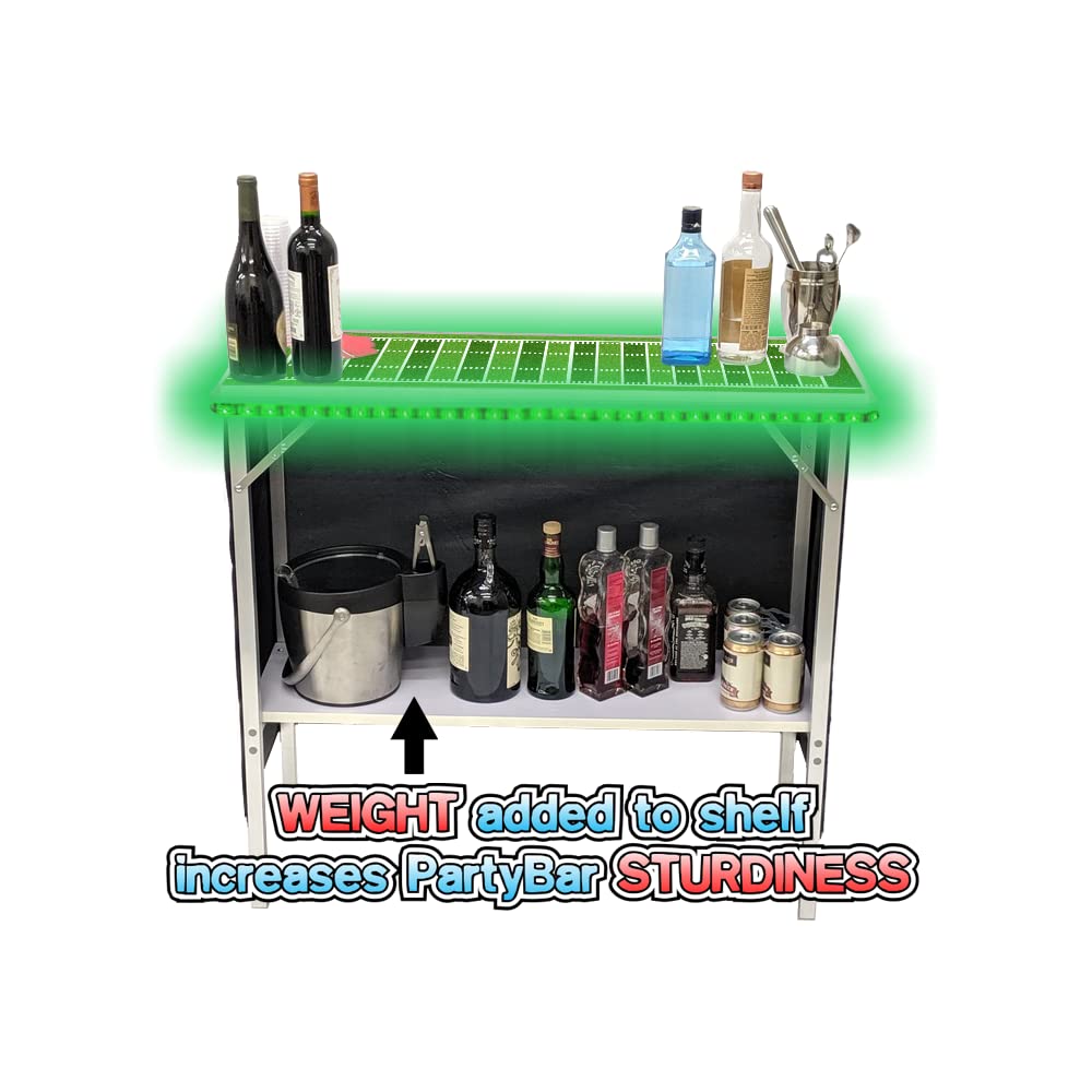 Portable Folding Party Bar with Multi-Color LED Lights, Adjustable Shelves & Carrying Case - Perfect for Outdoor Events, Home Parties & Tailgating (Single/Double Set)