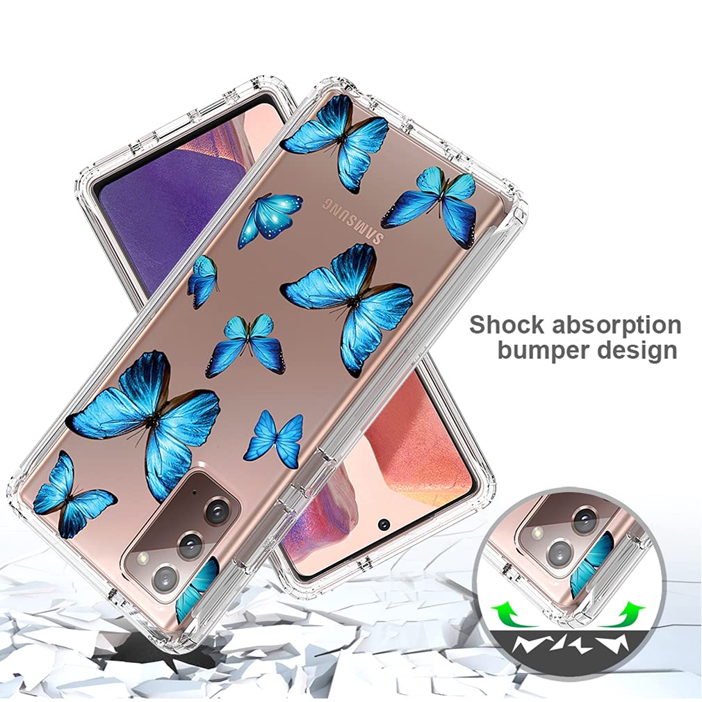 Samsung Galaxy Note 20 5G Case for Women - Shockproof Clear Floral TPU Slim Protective Phone Cover with Full Body Protection (Butterfly Design) | Perfect for Everyday Use, Work & Travel