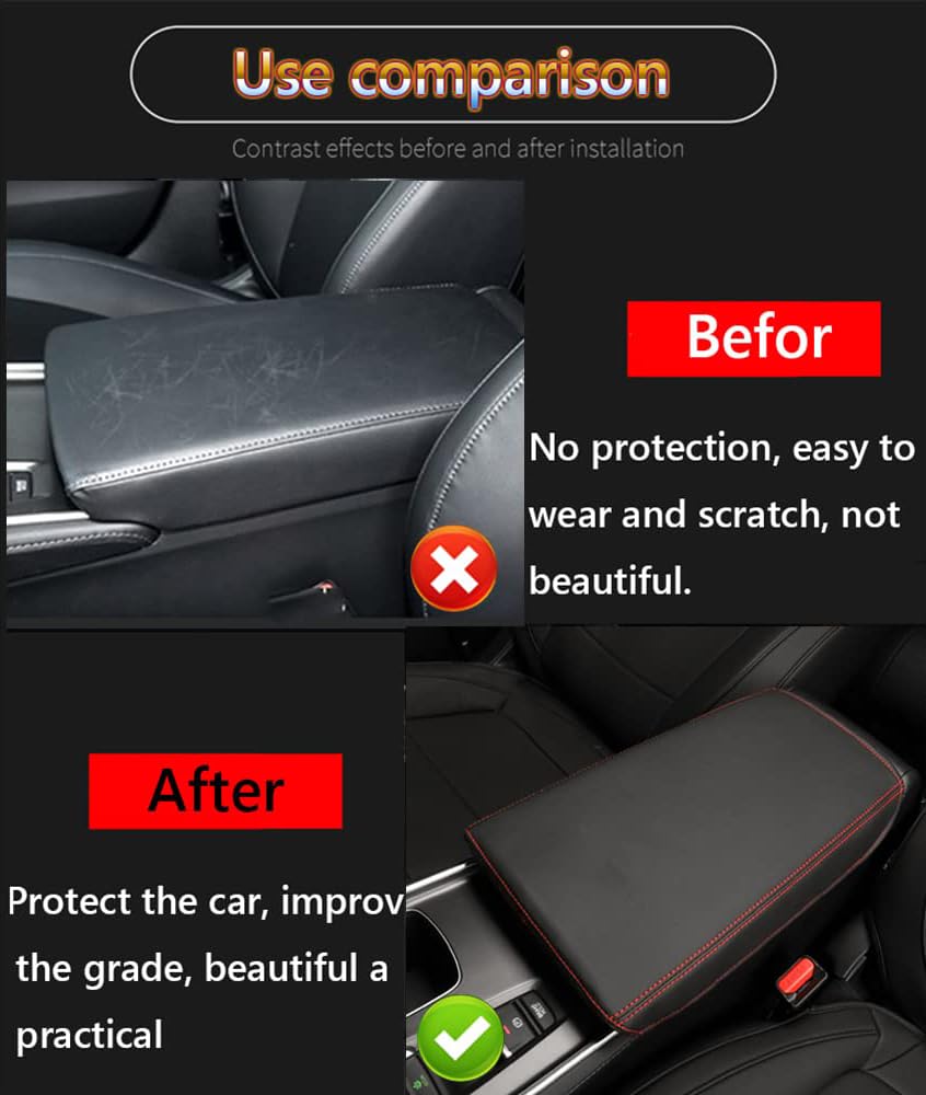 Premium Leather Center Console Cover Armrest Pad Protector for Honda Accord 10th Gen (2018-2022) - Red & Black Car Interior Accessories | Perfect for Daily Commute & Road Trips
