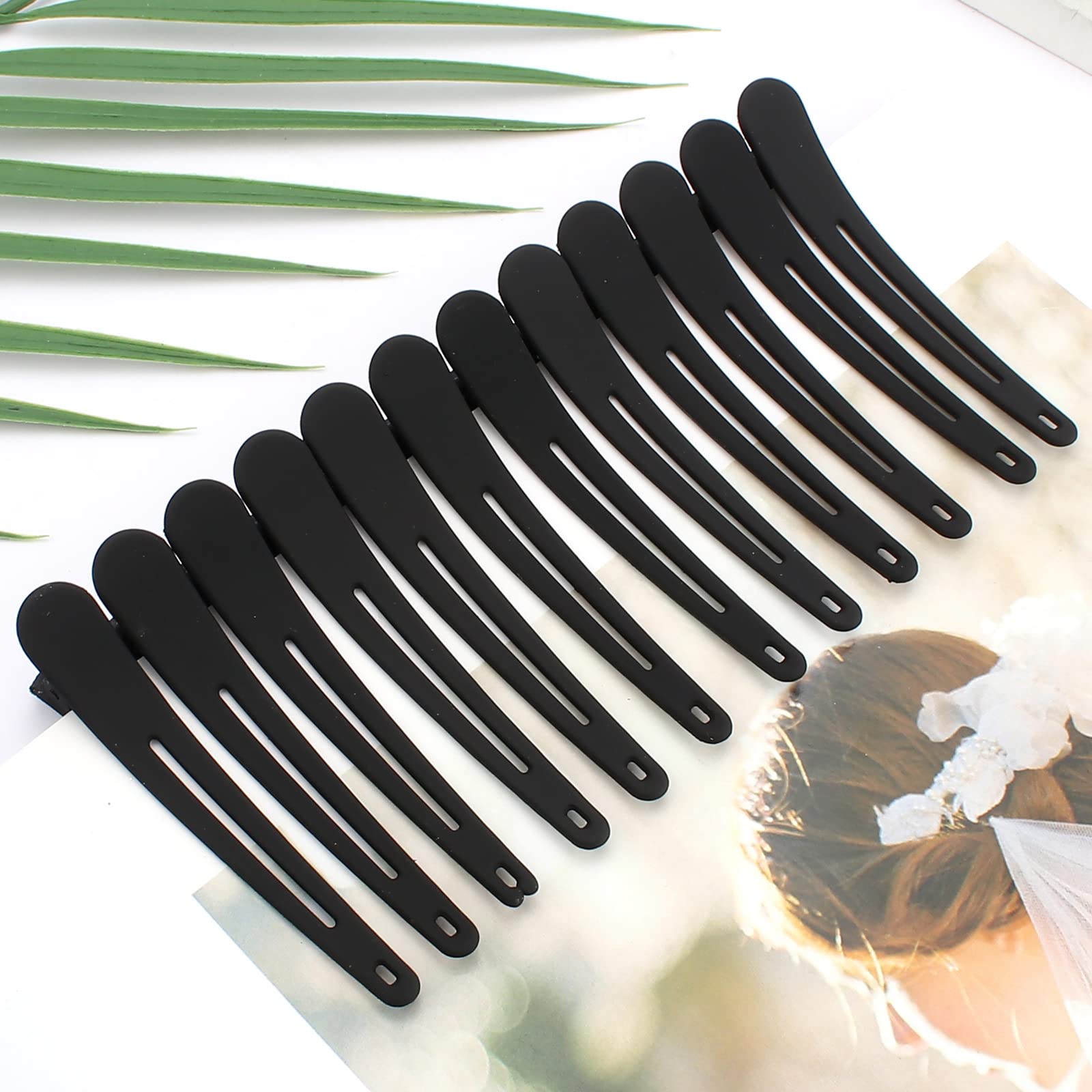 YISSION 12 PCS Matte Alligator Hair Clips - No Crease Duck Bill Hair Clips for Women & Girls (3.1 Inch, Black) - Perfect for Sectioning, Styling & Salon Use at Home or Professional Hairdressing