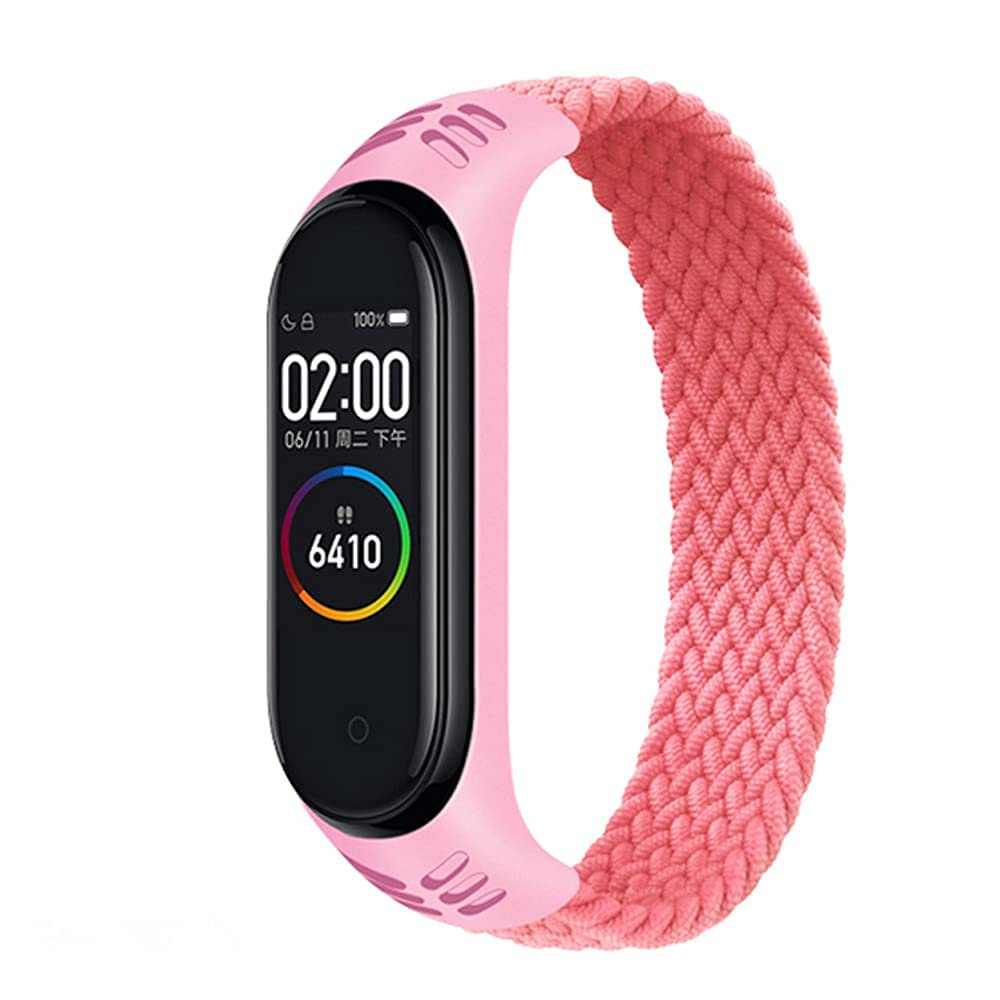 Soft Stretchable Braided Solo Loop Nylon Replacement Wristband for Xiaomi Mi Band 3 4 5 6 7 - Comfortable Sport Strap for Women & Men - Perfect for Running, Gym Workouts and Daily Wear