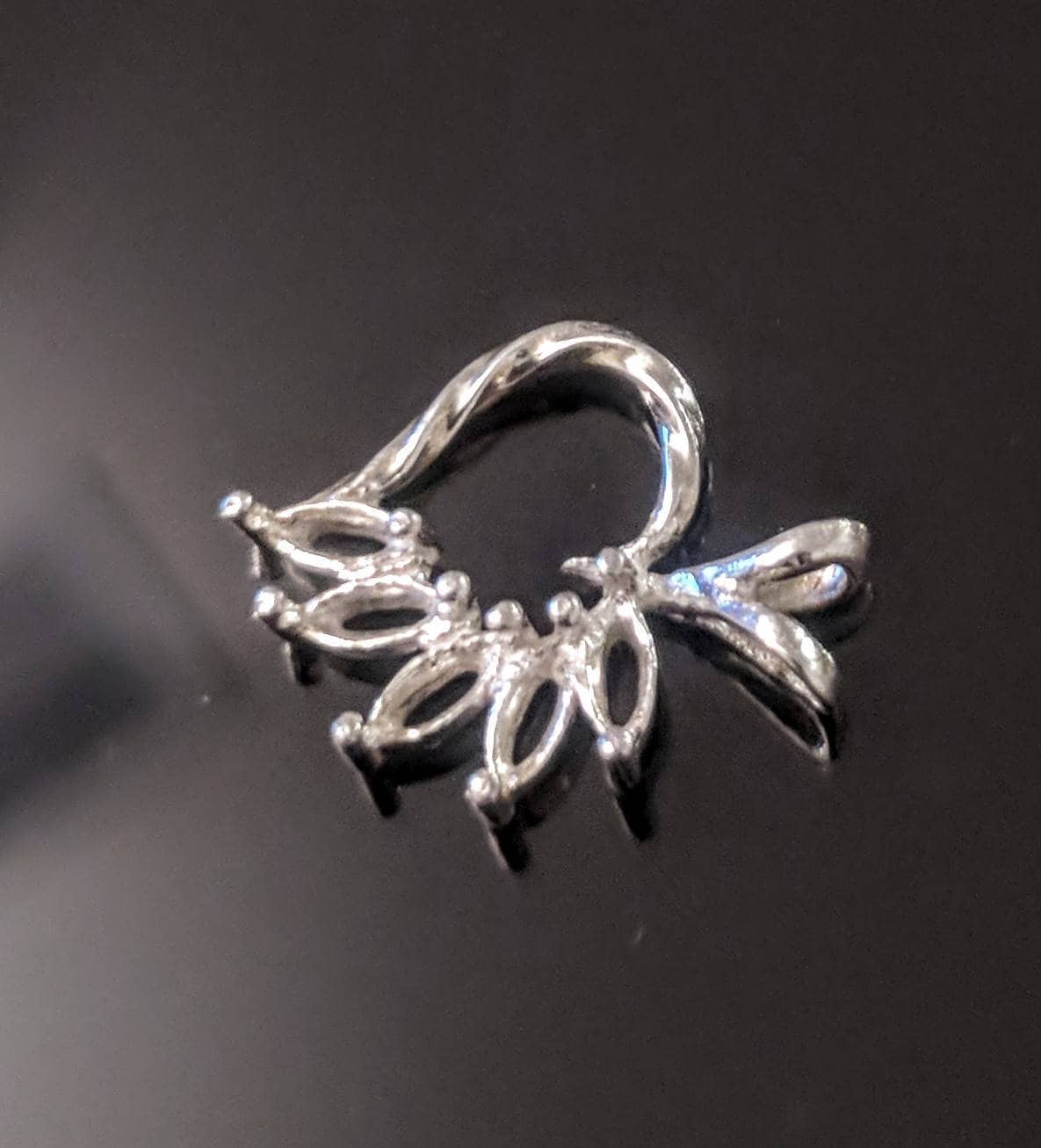 Solid Sterling Silver or 14kt Gold 5 Stone Fancy Heart Pendant Setting - Marquise Cut, Handcrafted in USA (161 275/141 275) - Perfect for Valentine's Gifts, Anniversary Jewelry & Special Occasion Presents