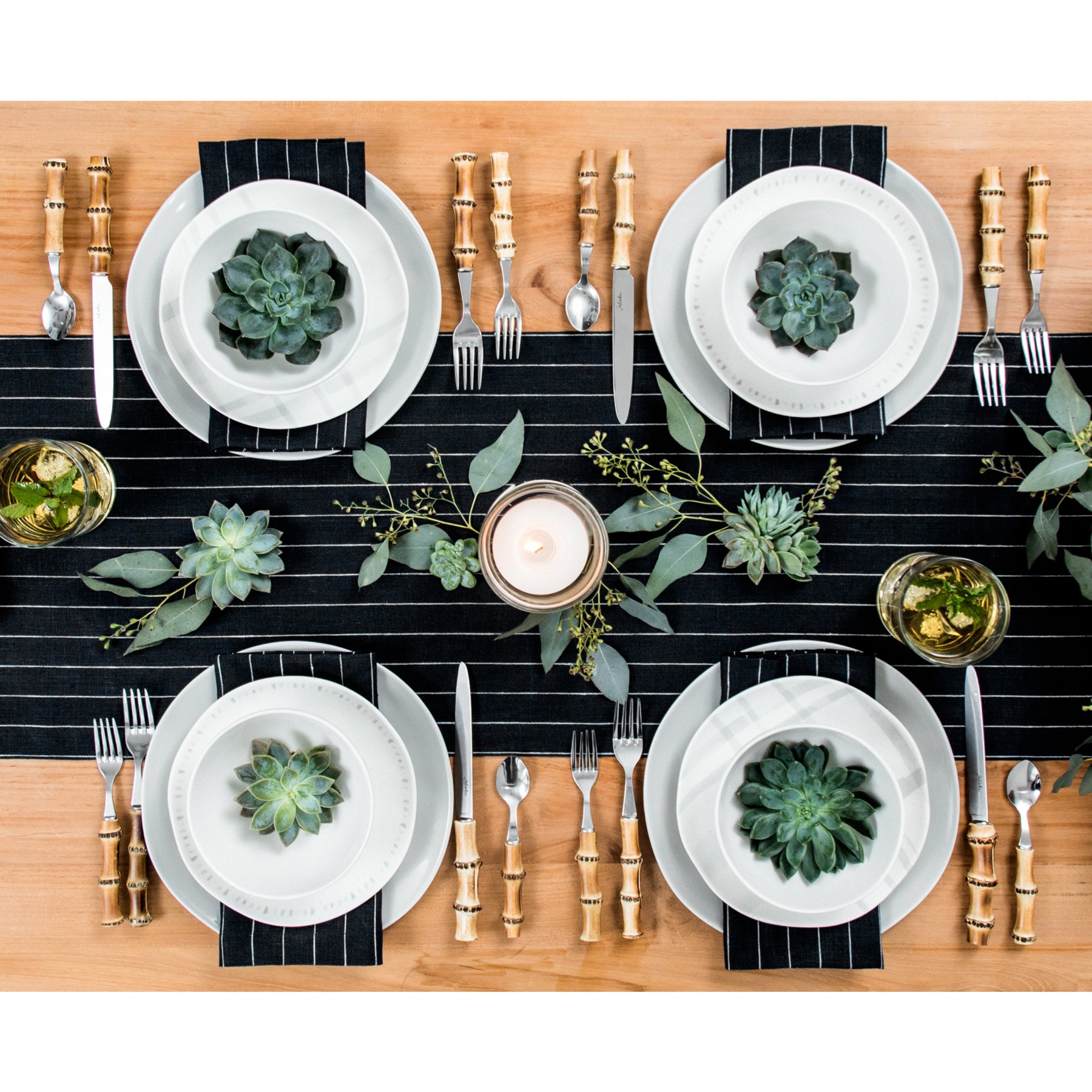 Elegant Pinstripe Table Runner - 16 Inch & 18 Inch Wide Options for Dining Table Decor | Perfect for Weddings, Parties & Holiday Tablescapes