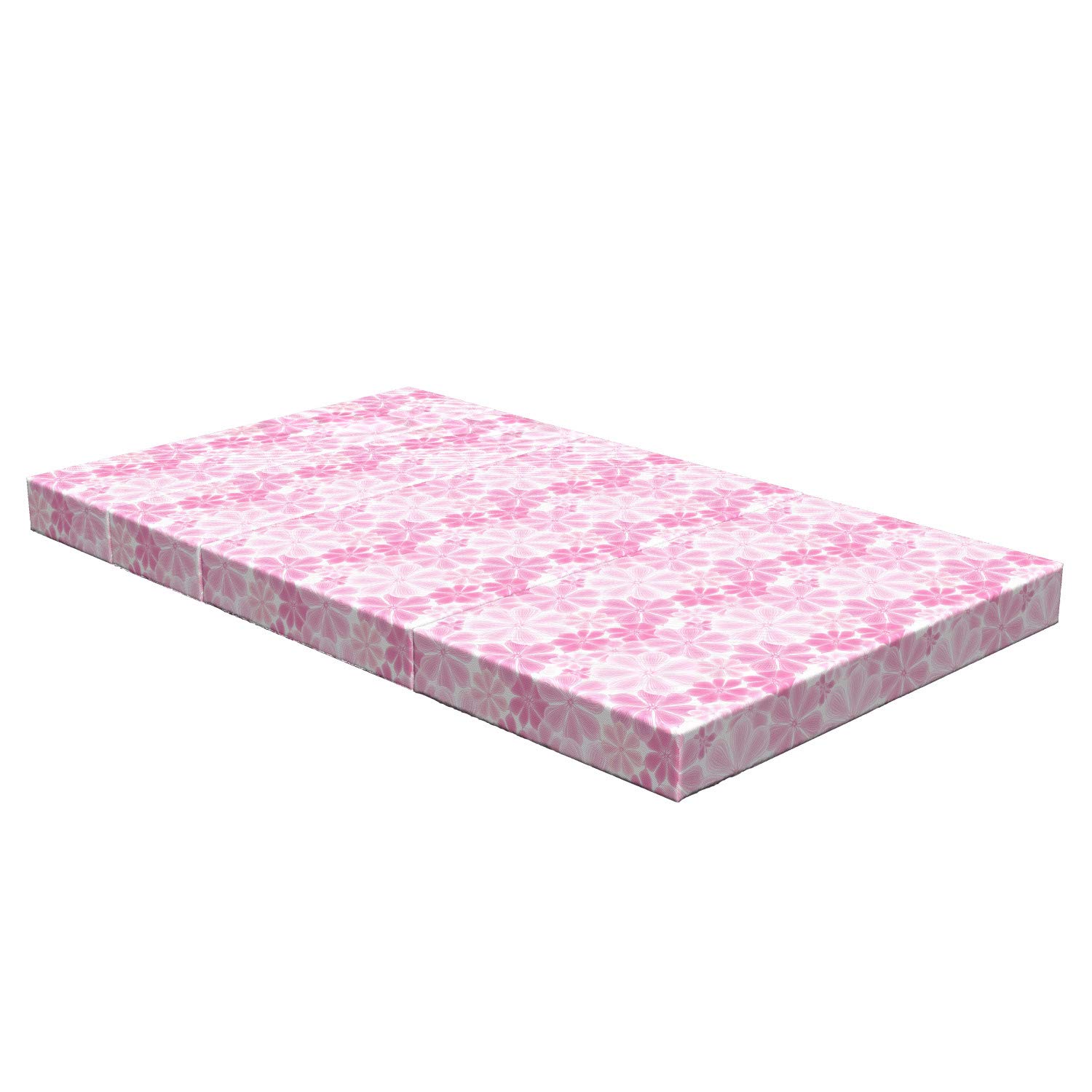 Lunarable Pale Pink Foldable Mattress with Floral Design - 78.7