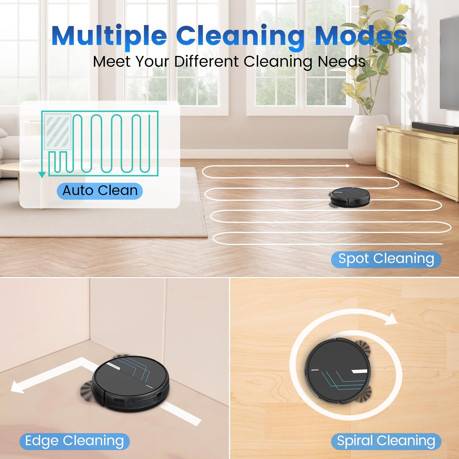 AIROBO P30 Robot Vacuum and Mop Cleaner - 3000Pa Strong Suction, Wi-Fi/App/Alexa Control, Self-Charging, Ultra-Thin for Hard Floors & Pet Hair - Perfect for Homes with Pets and Low-Pile Carpets