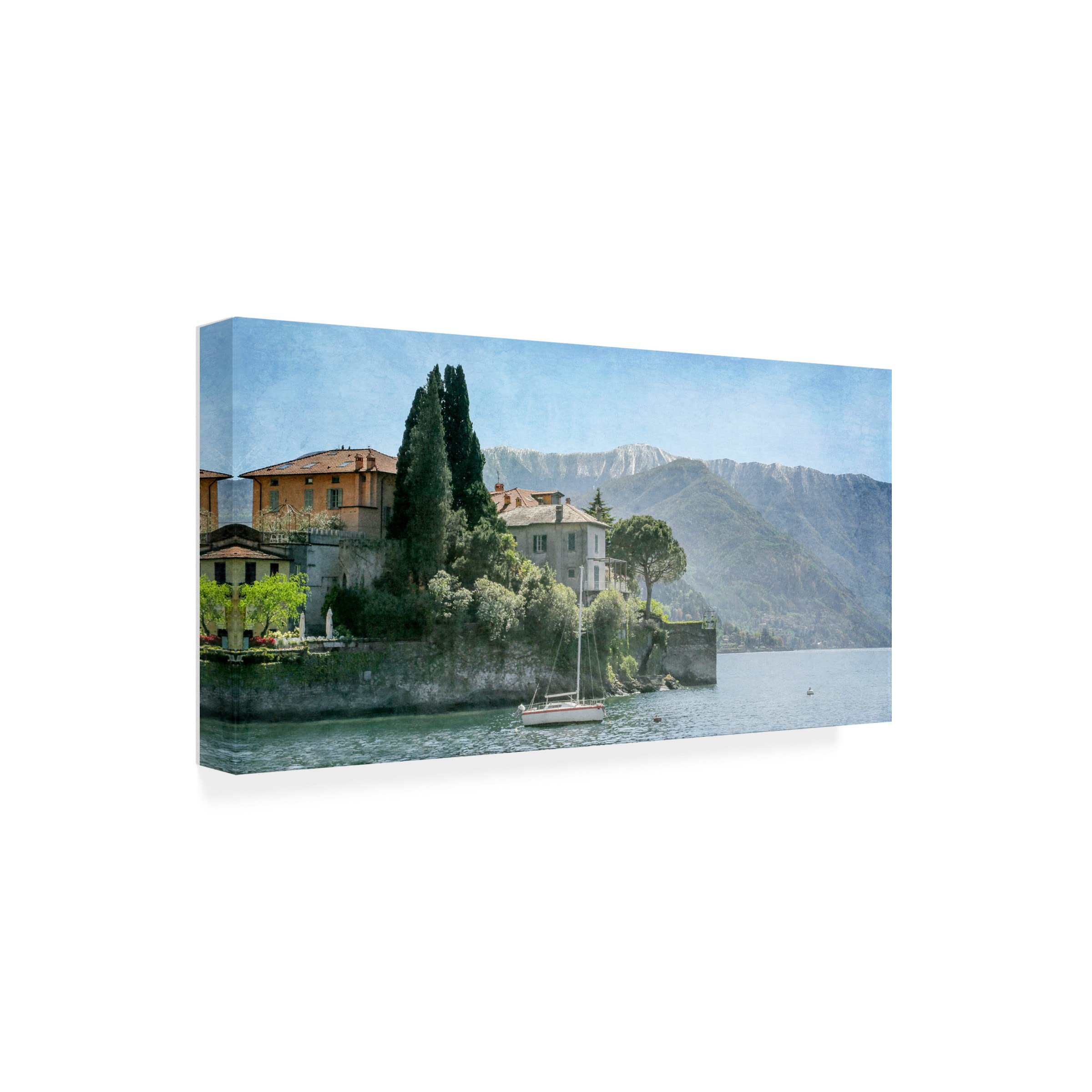 Trademark Fine Art 'Varenna Vista' Canvas Wall Art by Brooke T Ryan - Italian Lake Landscape Painting for Living Room, Bedroom & Office Decor