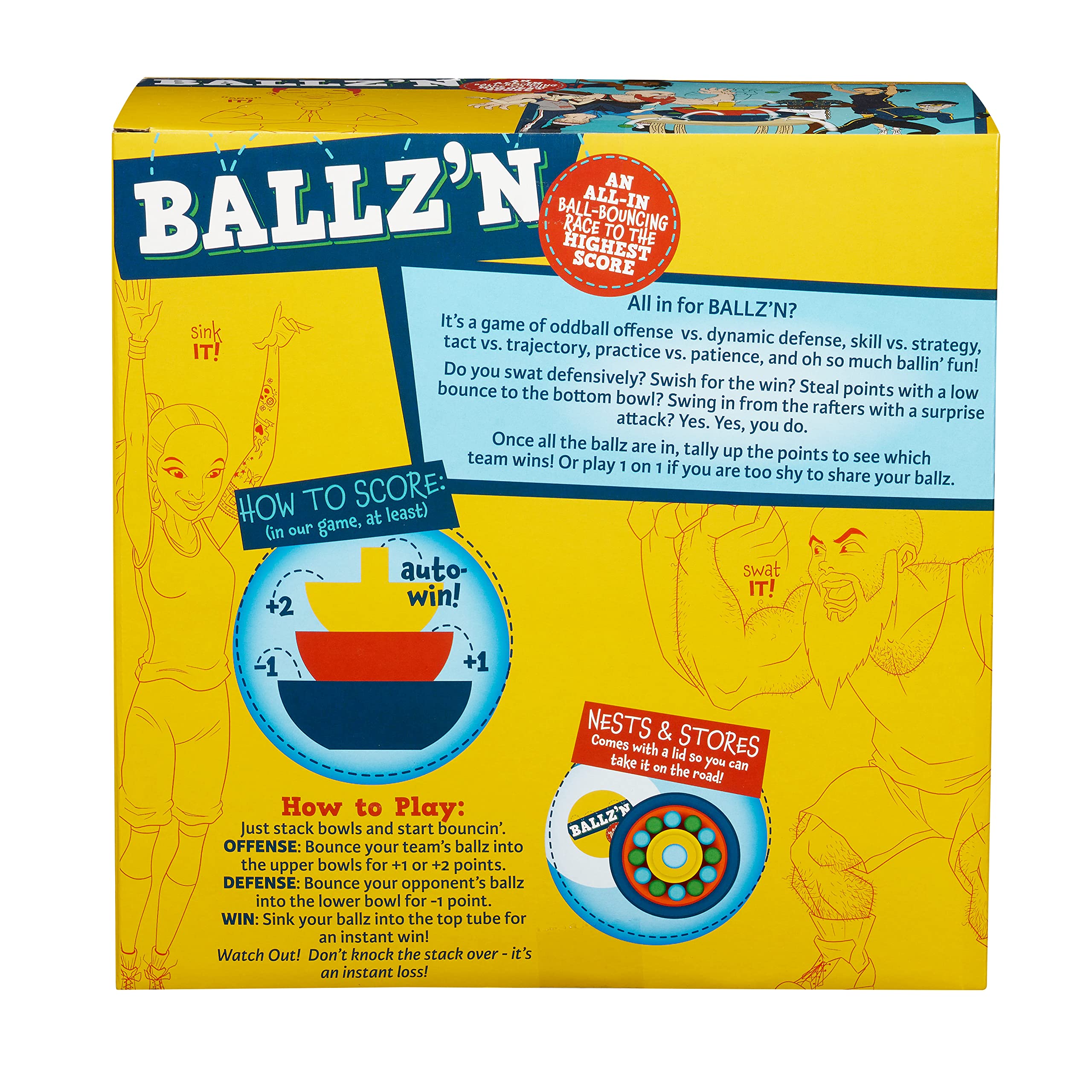 Ballz'n - Fast-Paced Pong Ball Bouncing Trick Shots Game for Adults & Family | Fun Board Game for Parties, Game Nights & Indoor Activities | Portable 2-6 Player Floor Game with Easy Storage | Perfect for Family Gatherings, Adult Parties & Bar Games
