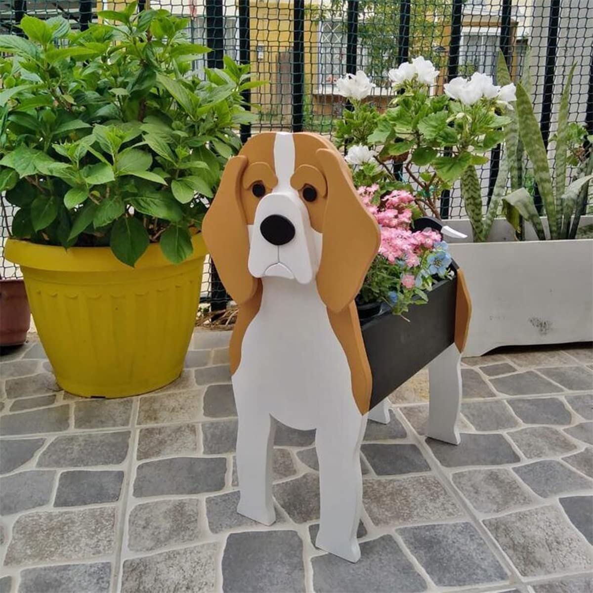 XOOFMASS Cute Wooden Dog Planter - Beagle-Shaped Flower Pot for Succulents & Outdoor Plants | Cartoon Animal Planter for Home, Office & Garden Decor | Perfect Gift for Pet Lovers & Plant Enthusiasts