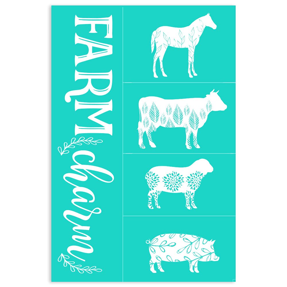 Farmhouse Chalk Stencils for Silk Screen Painting - 12x18 Inch Reusable Self-Adhesive Mesh Transfers (Washable for Chalk Paste) - Perfect for DIY Home Decor, Sign Making & Craft Projects