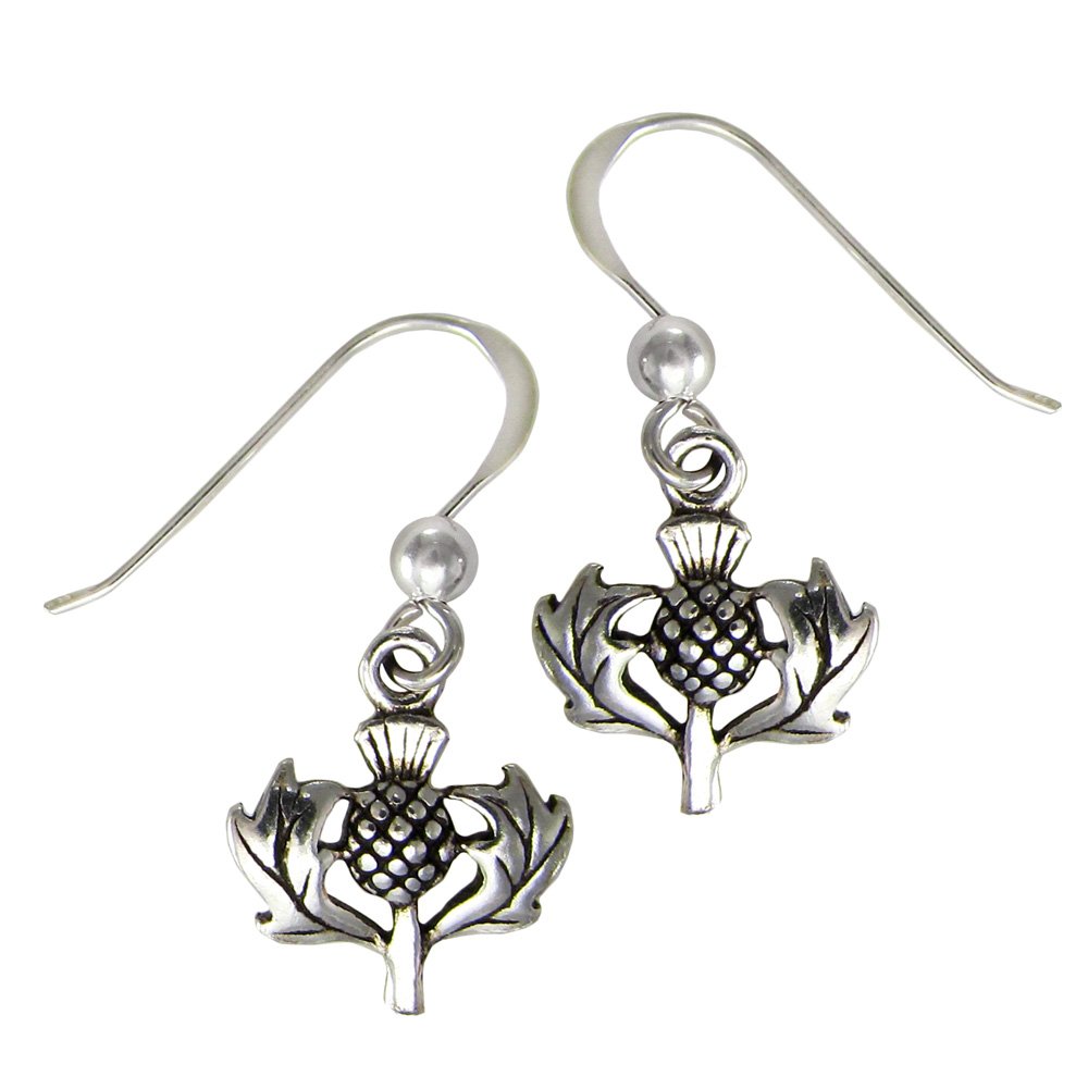 Sterling Silver Scottish Thistle Earrings for Women - Handmade Celtic Jewelry - Perfect for St. Patrick's Day, Weddings & Special Occasions