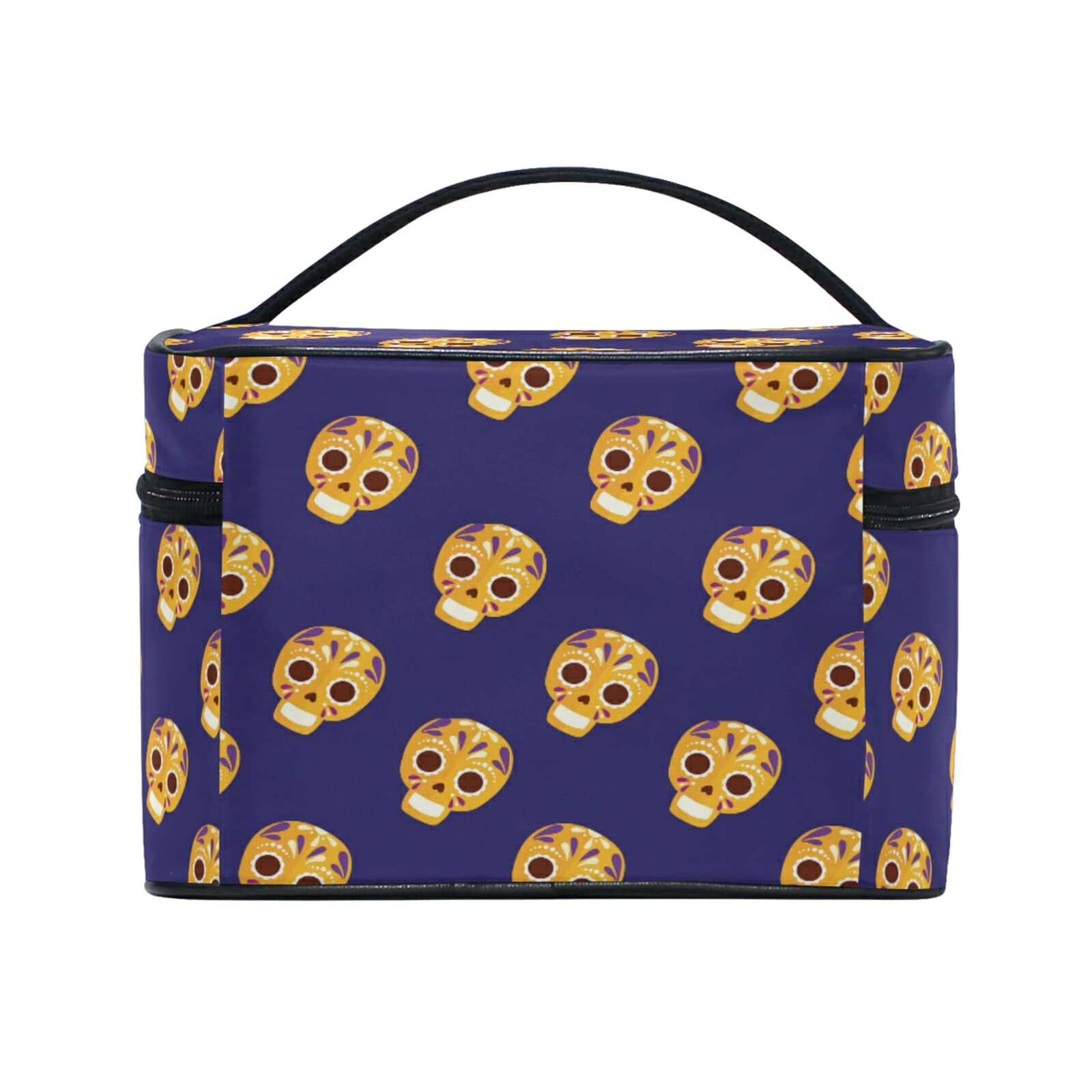 Stylish Mexican Sugar Skull Makeup Bag for Women - Waterproof Cosmetic & Toiletry Travel Organizer - Perfect for Travel, Gym, and Daily Beauty Essentials Storage
