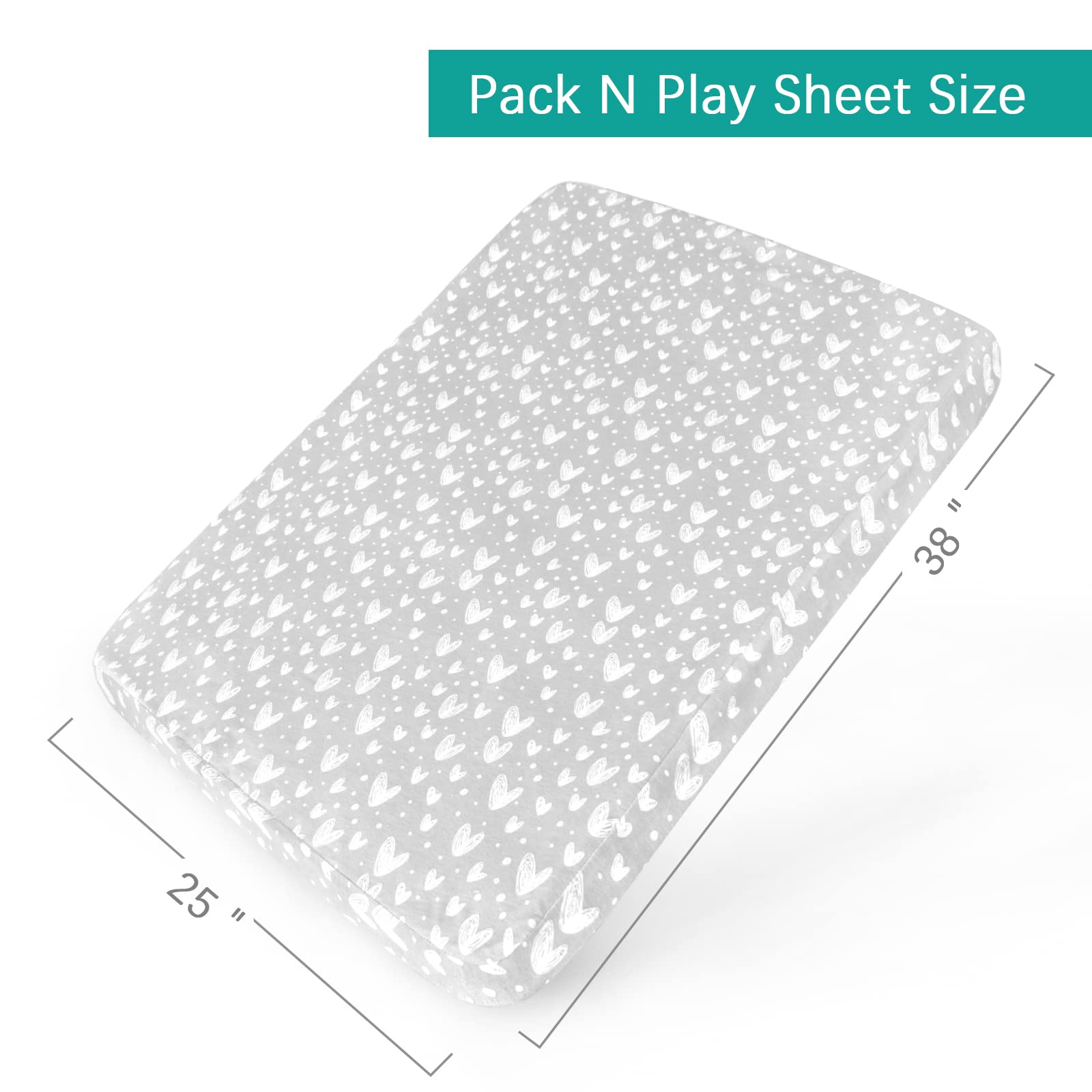 Waterproof Pack and Play Fitted Sheets 2 Pack - 100% Cotton Mini Crib Mattress Cover Protector 38