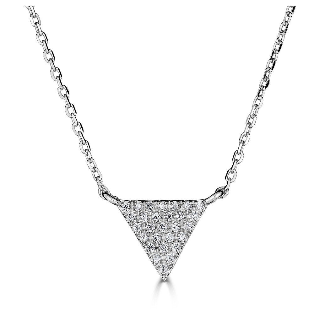 14KT Gold 1/10 CTW Diamond Triangle Pendant Necklace for Women - Elegant Everyday Jewelry & Special Occasion Gift