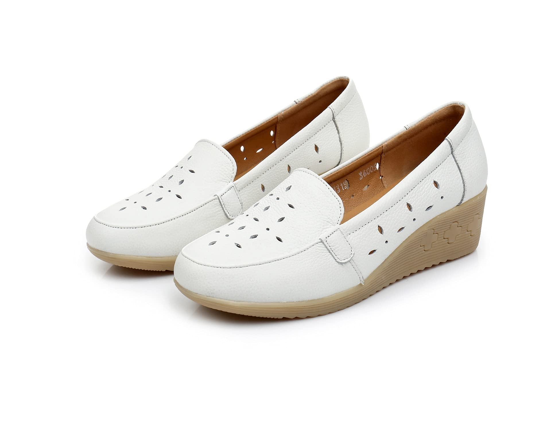 Women's Slip-Resistant Nursing Shoes with 4cm Wedge Heel - Lightweight, Perforated, Non-Slip Round Toe Slip-Ons for Comfortable All-Day Wear - Perfect for Healthcare Workers, Waitresses & Outdoor Activities