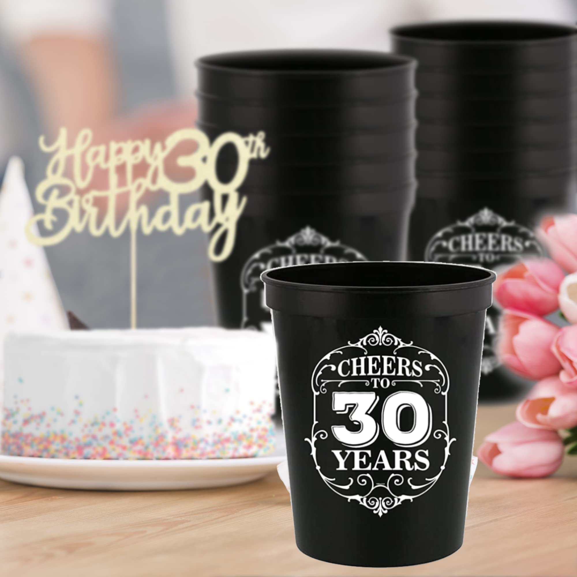 30th Birthday Stadium Party Cups - 30 And Fabulous Plastic Drinking Cups for Best Friends | Cheers To 30 Years Decorations & Gifts | Perfect for Birthday Parties, Tailgates, and Celebrations