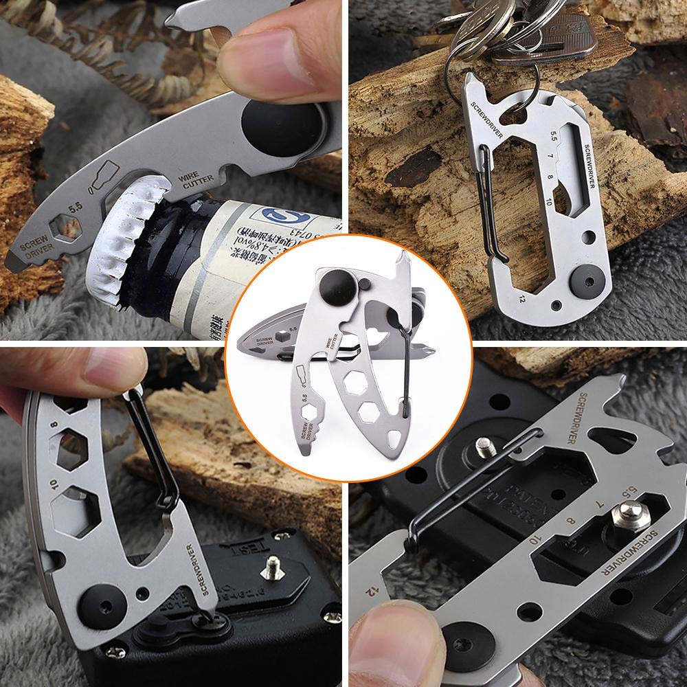 Mini Field EDC Camping Gadget Keychain Kit - Portable Multitool with Bottle Opener, Survival Tool Card & Outdoor Gear - Perfect for Hiking, Backpacking, Emergency Preparedness & Everyday Carry (GHK010SB)