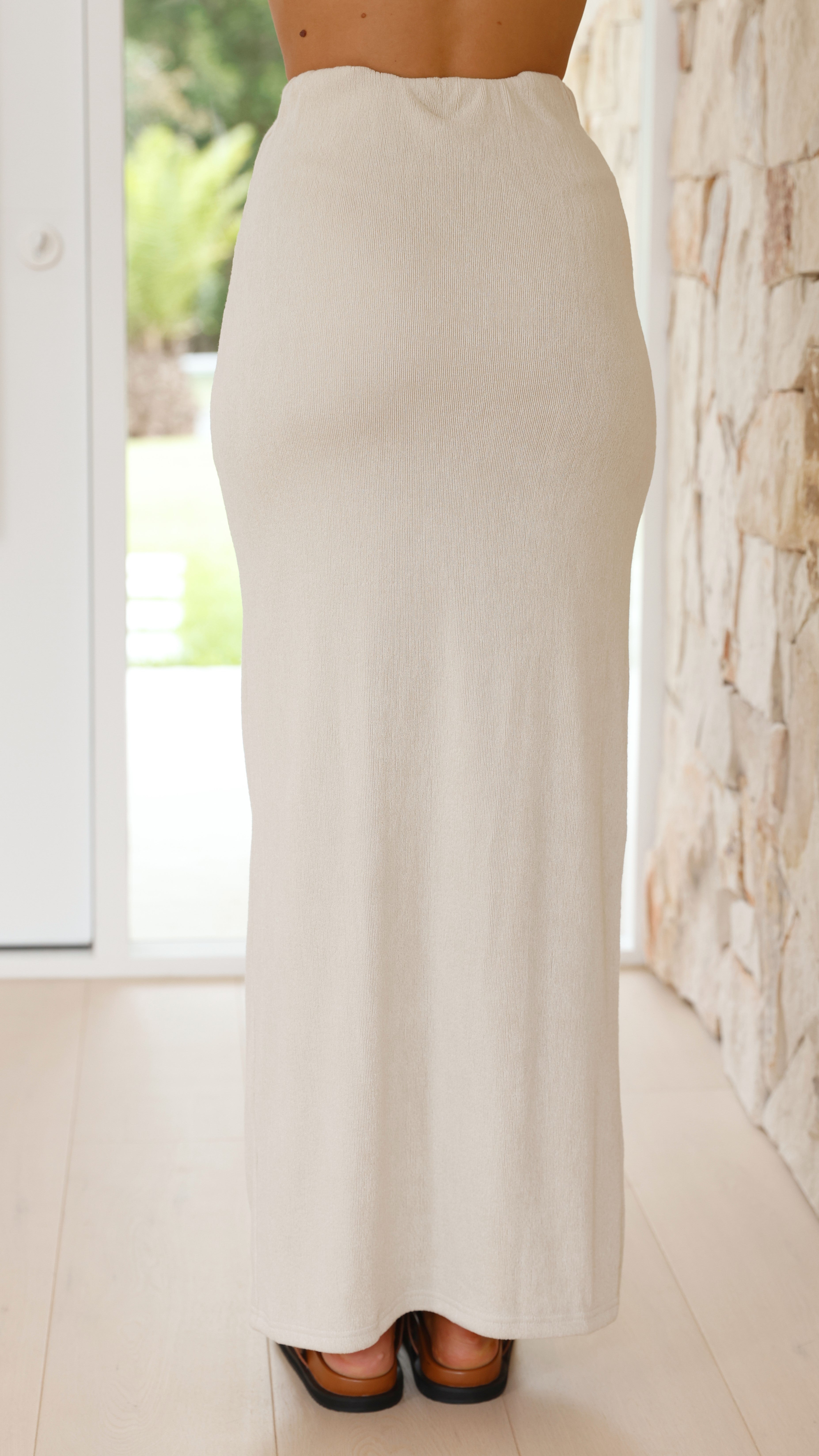 Kahili Maxi Skirt for Women - Flowy Long Boho Skirt in Oat - Perfect for Beach, Vacation & Summer Outfits