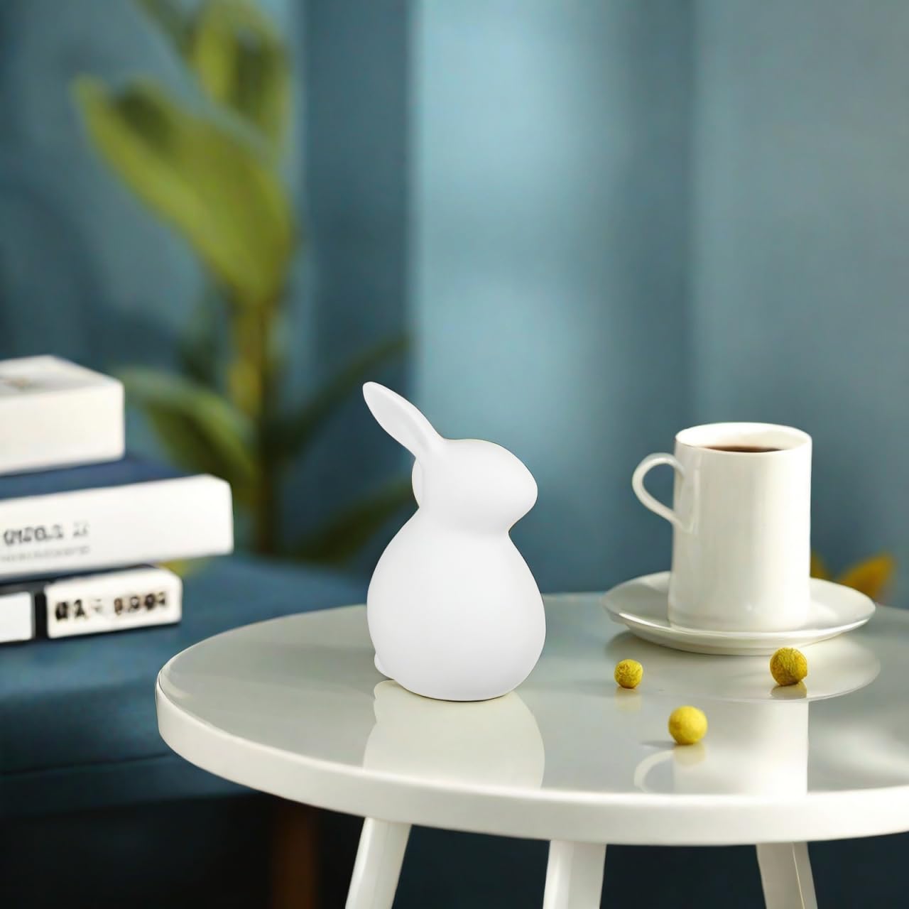 Amosfun Ceramic Bunny Figurines - Easter Rabbit Decor for Table Centerpiece, Tiered Tray, Shelf Display | Cute Spring Home Decor, Easter Party Table Setting, Gift Idea for Bunny Lovers