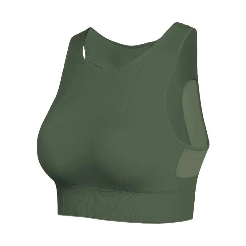 Breathable Mesh Shockproof Padded Sports Bra for Women - Seamless Yoga Running Gym Workout Top - Perfect for High-Impact Workouts, Yoga & Active Lifestyle