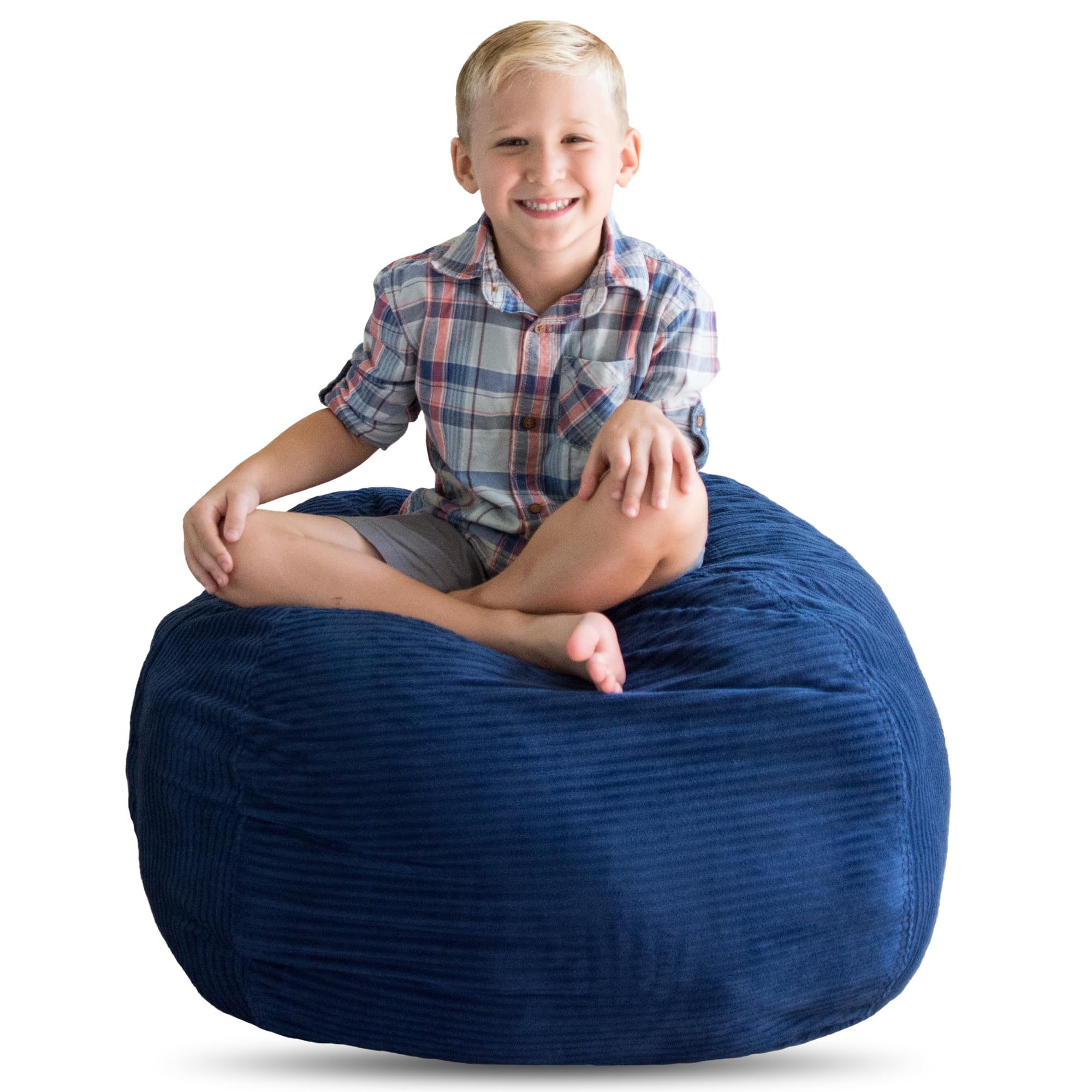 Extra Large 38'' Bean Bag Storage Cover for Stuffed Animals & Toys - Giant Bean Bag Chair for Plush, Kids Bedroom Organizer - Royal Blue Corduroy Stuffed Animal Storage Bag - Perfect for Playroom, Nursery & Toy Organization