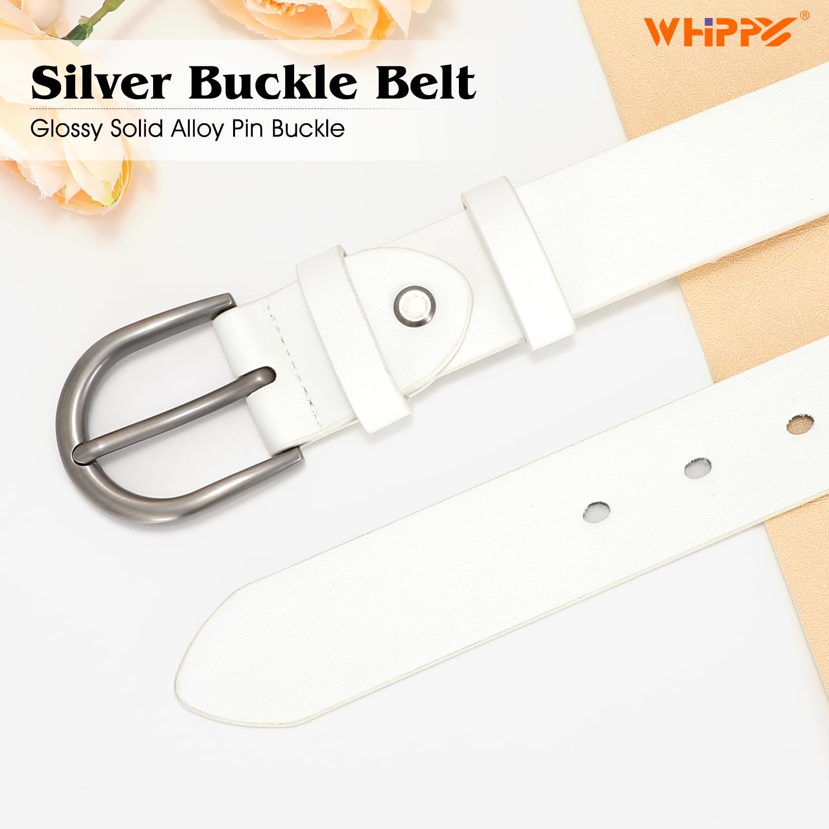 WHIPPY Genuine Leather Belt for Women - Stylish Western Belt for Jeans, Pants & Dresses - Perfect for Casual Outfits & Country Fashion