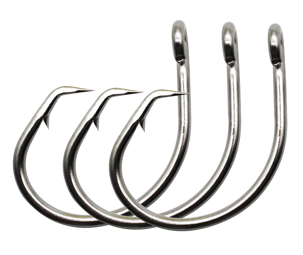 2X Extra Strong Stainless Steel Saltwater Fishing Hooks - Big Game Circle Hooks for Tuna, Swordfish & Shark Fishing | Durable Ocean Fishing Gear for Deep Sea & Offshore Angling