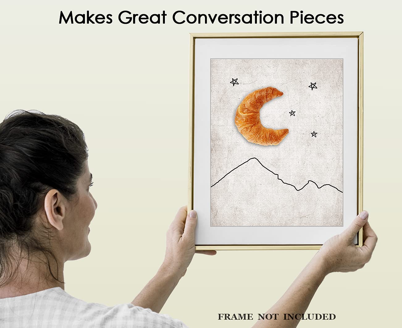 Surrealism Moon Croissant Abstract Wall Art - Minimalist Aesthetic Boho Decor for Home, Office, Bedroom & Living Room - Unframed 8x10 Inch Poster - Perfect for Modern Spaces, Gallery Walls & Creative Interior Design