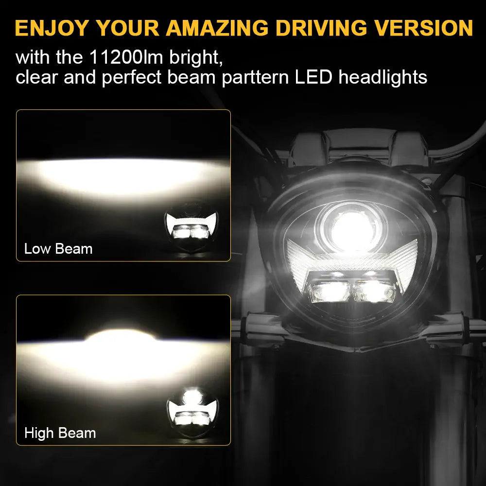 Yamaha V STAR 1300 XVS 1300CT LED Headlight Assembly - E Mark Approved - High Brightness Replacement Headlamp for Night Riding & Improved Visibility