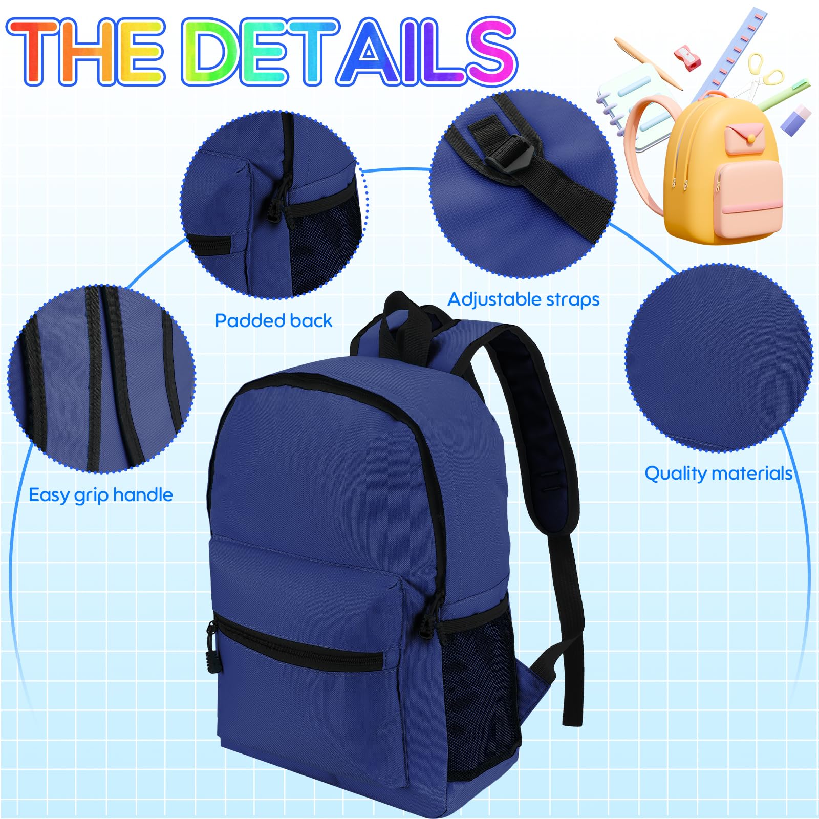 4 Sets Back to School Supplies Kit - 15 Inch Backpack & 66 Pcs Stationery Set for Elementary, Middle & High School Students | Classroom Essentials Bulk Pack | Perfect for School, Study & Homework Organization