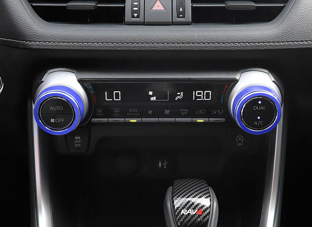 2 Pack Blue Aluminum AC Vent Knob Covers for 2019-2023 Toyota RAV4 - Upgrade Your Interior with Durable Climate Control Decor (Perfect for Customization & Car Accessories Enthusiasts)