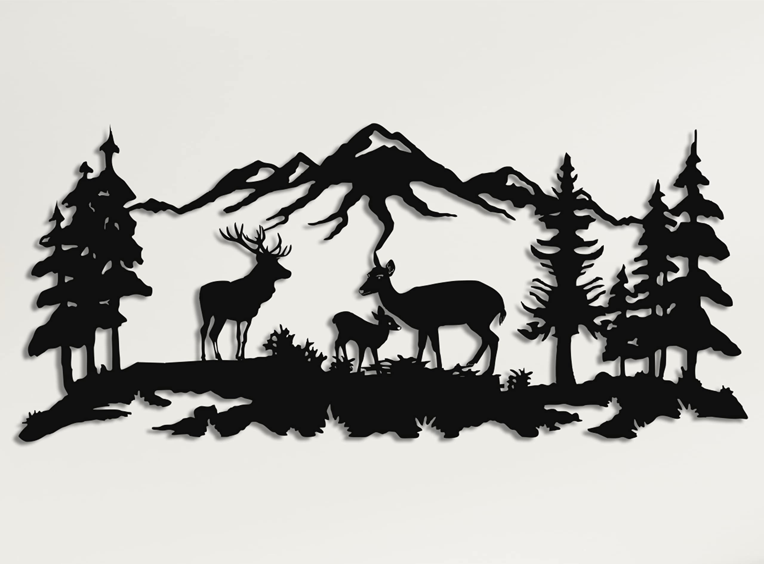 DEKADRON Metal Wall Art - Deer Family & Tree Decor for Home & Office - 47