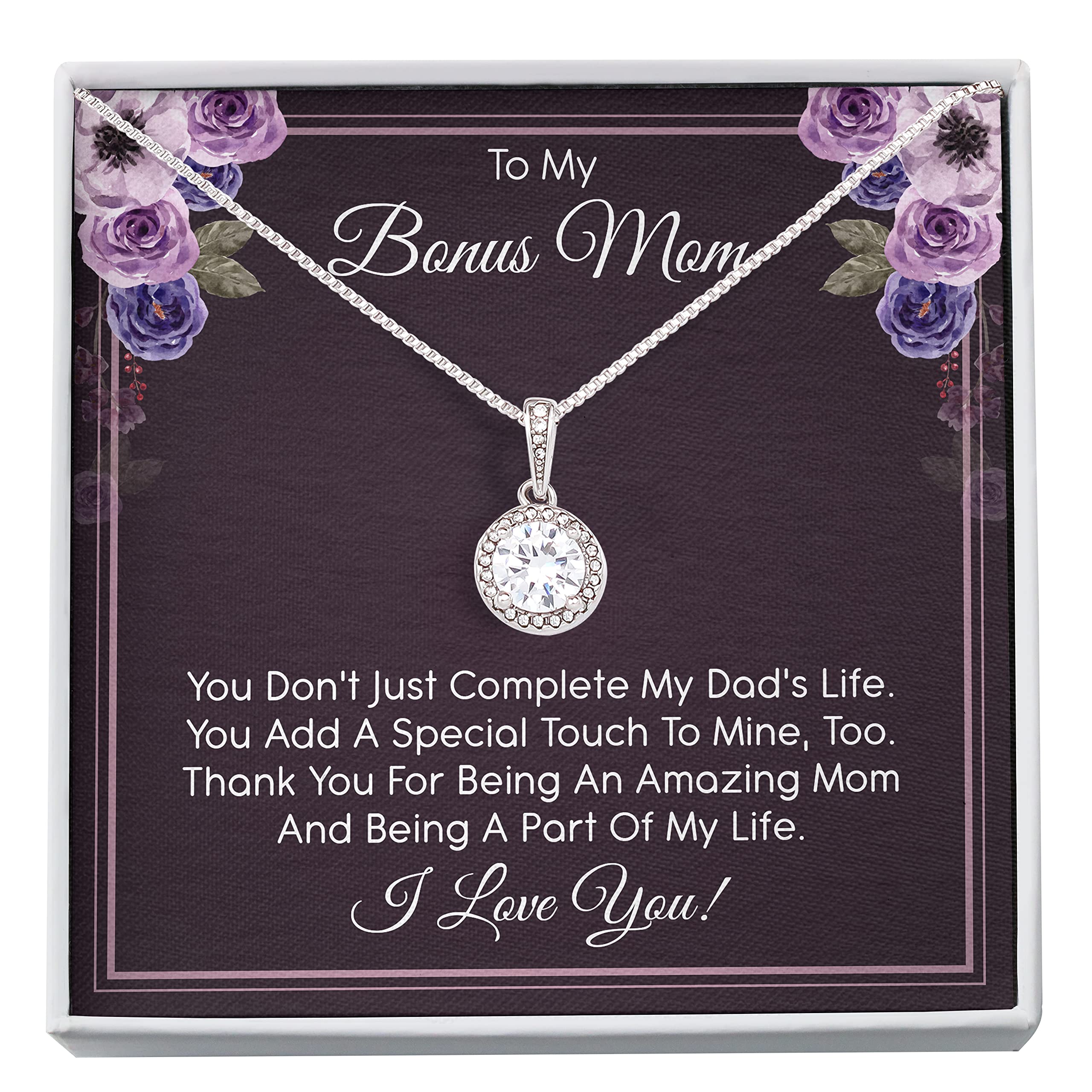 Bonus Mom Necklace - Elegant Jewelry Gift for Stepmom from Bonus Daughter | Perfect for Birthday, Christmas & Mother's Day | Thoughtful Present for Stepmother Appreciation & Special Occasions