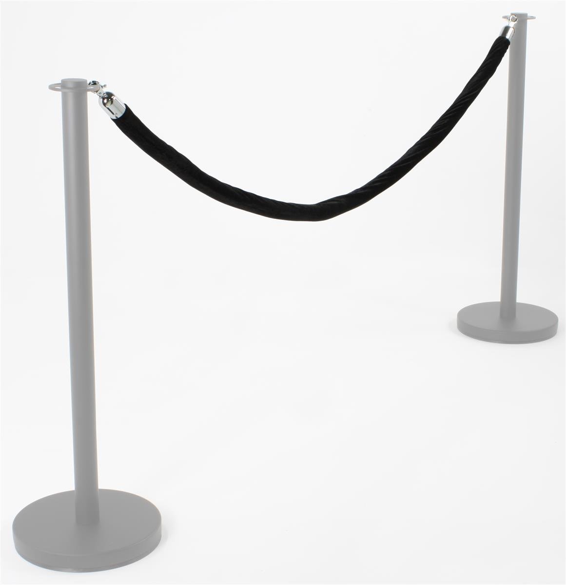 Set of 2 Black Velvet Rope Barriers - 6.5 Feet with Chrome Hooks for Events, VIP Areas & Crowd Control | Stanchions Not Included