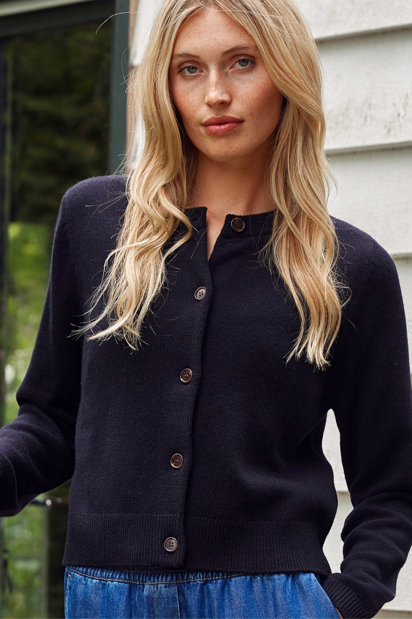 Premium Merino Wool Brittany Cardigan for Women - Soft & Warm Black Knit Sweater - Perfect for Fall, Winter & Cozy Office Wear